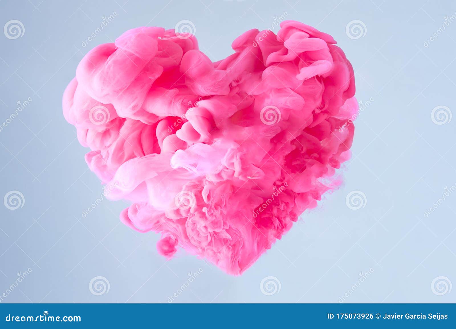 Love is in the Air. Pink Heart Shaped Cloud with Blue Background.  Valentine`s Day Concept Stock Photo - Image of decorative, copy: 175073926