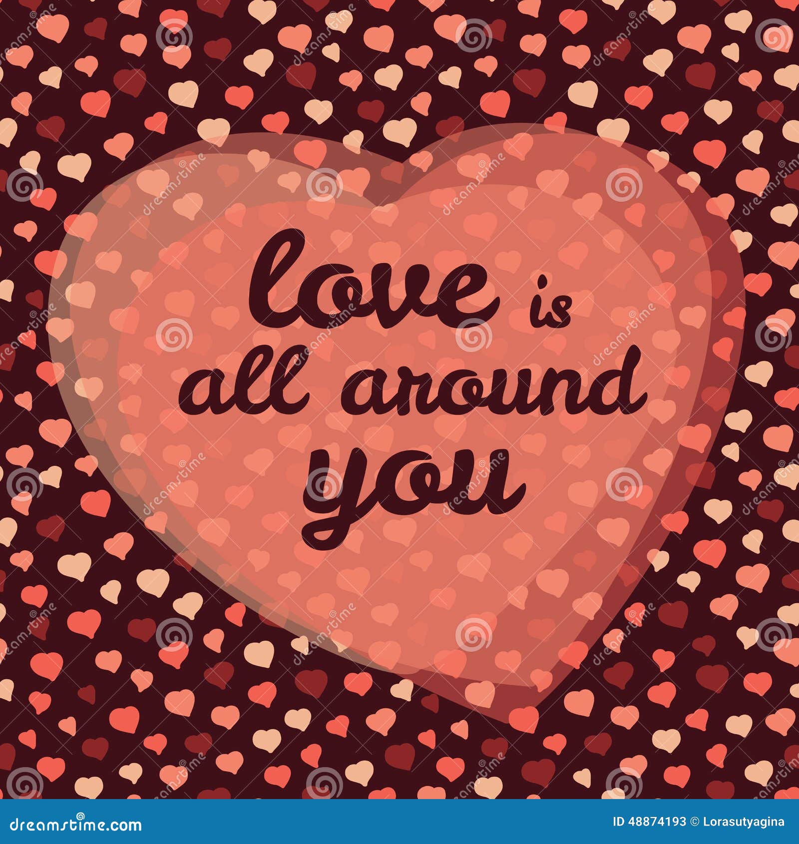 'love Is All Around You' Typography. Valentine's Day Love Card. Vector Illustration ...1300 x 1390