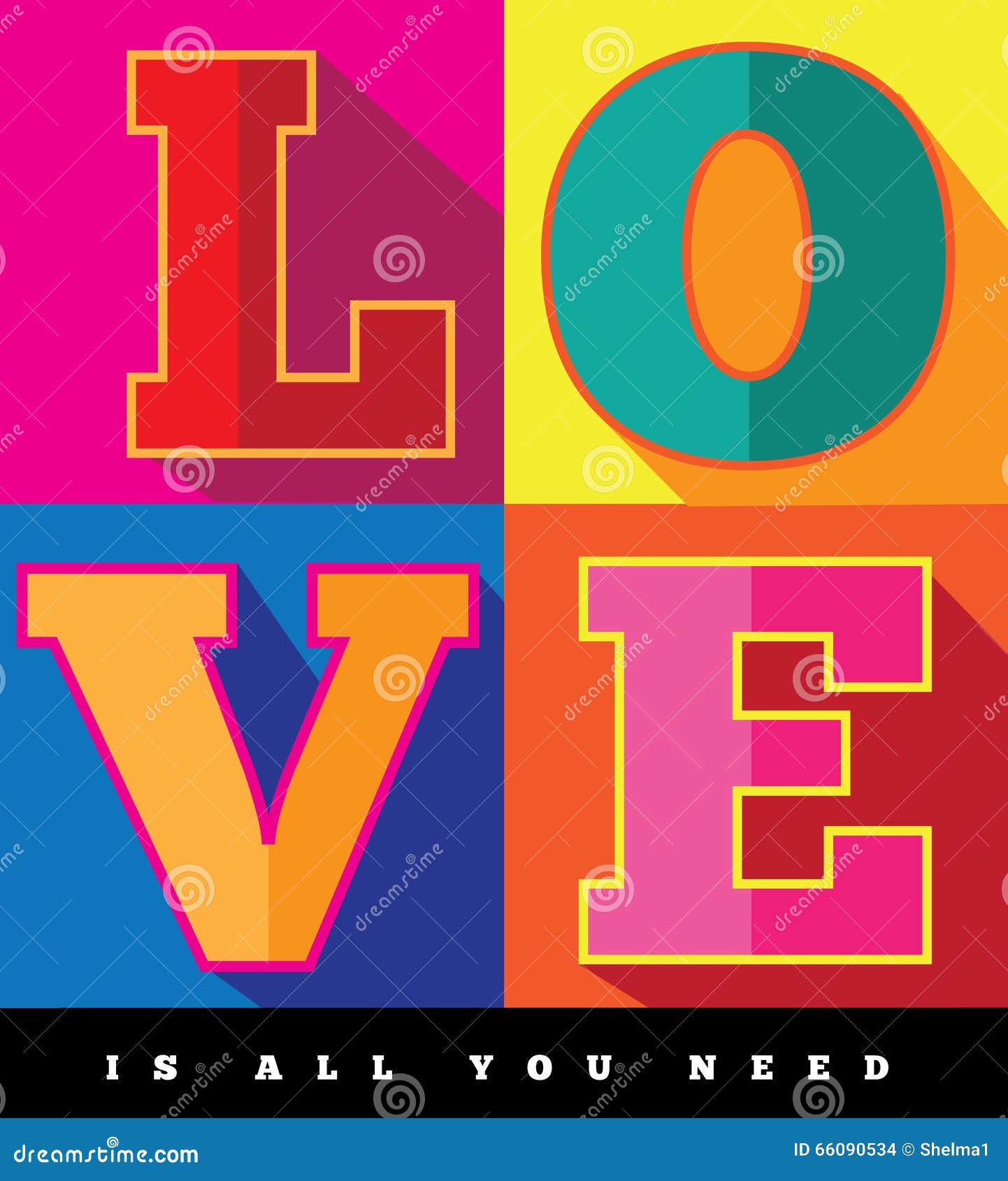 Love Is All You Need Flat Design  Pop  Art  Poster  Stock 