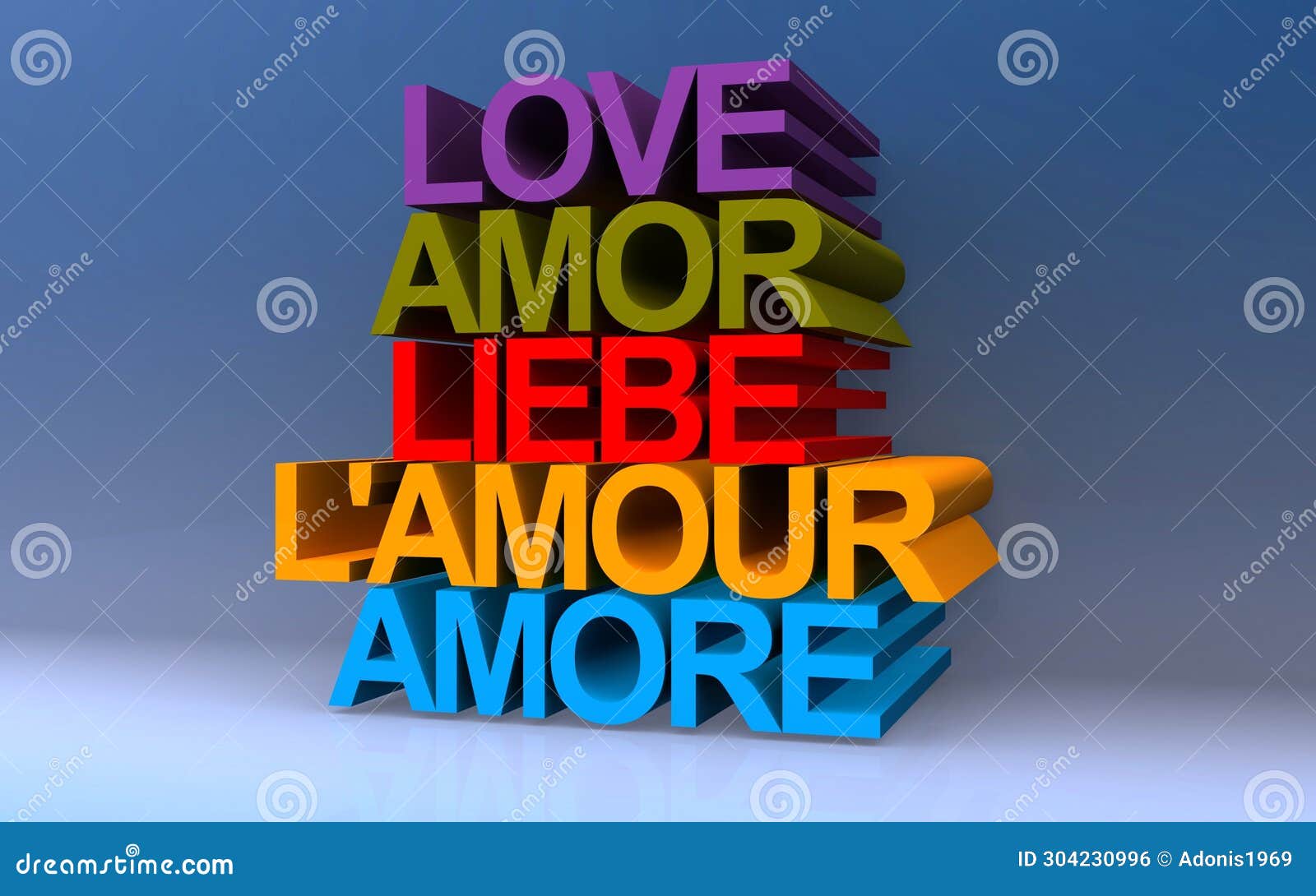 love amor liebe l'amour amore on blue
