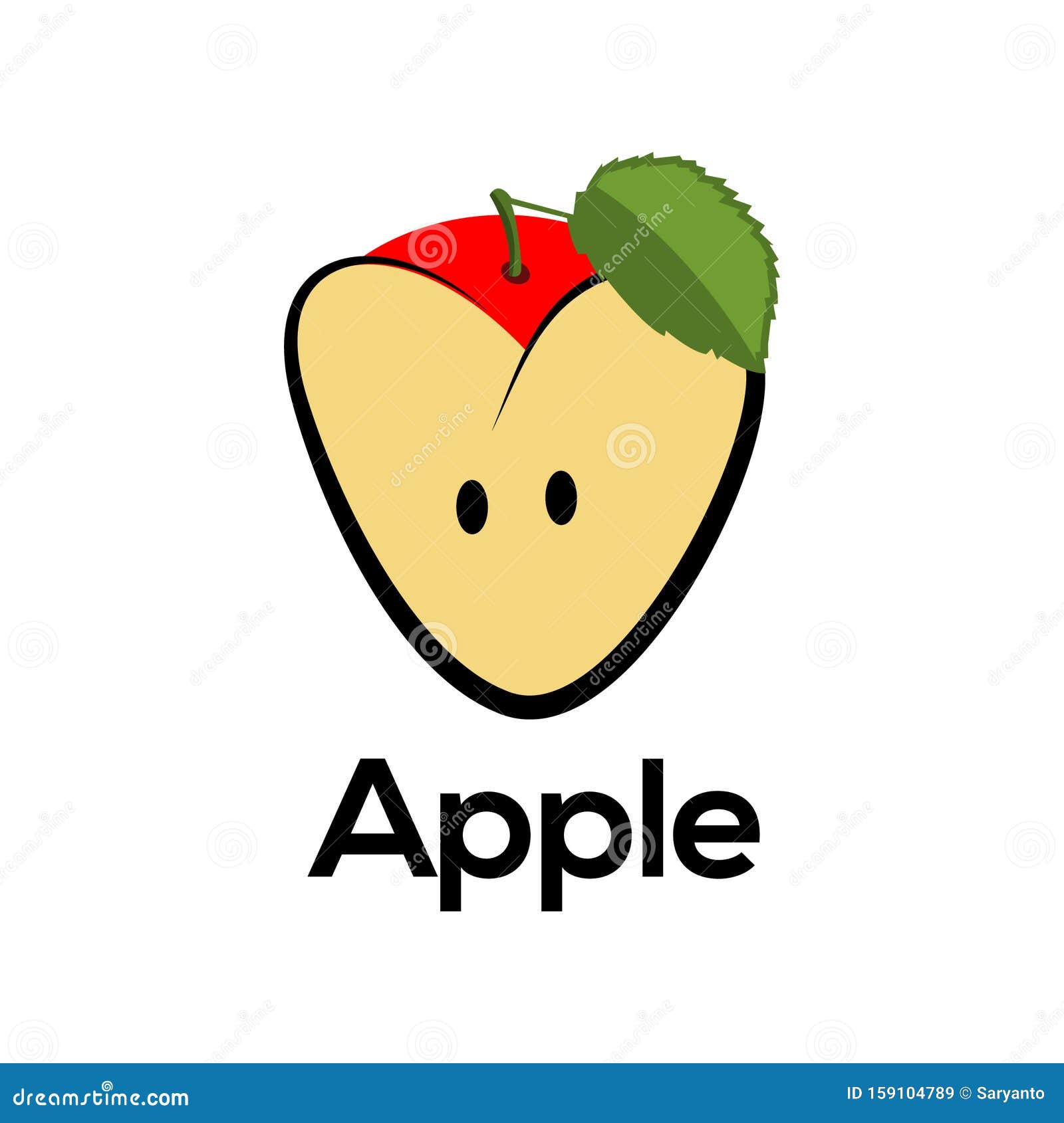 Love Apple. Vector Illustration Logo for Apple, Flat Design Stock