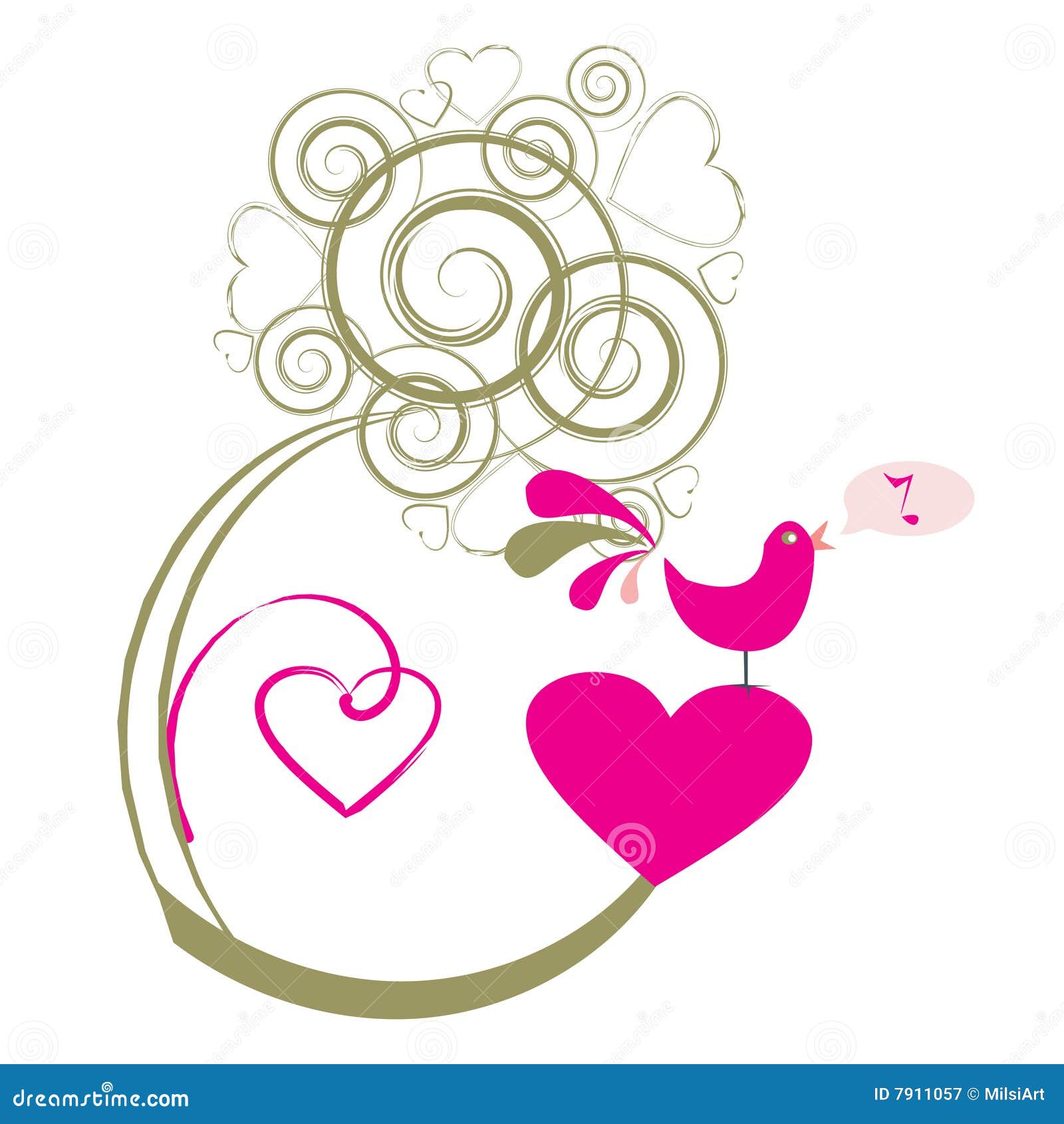 Love bird singing stock vector. Illustration of decor 7911057