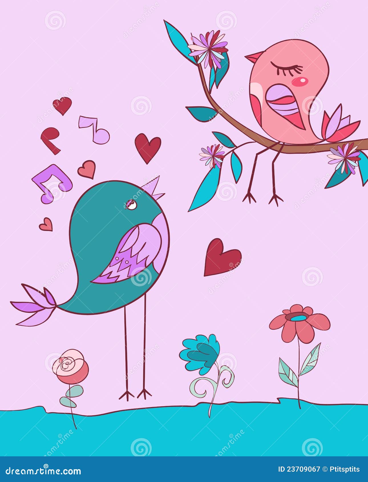 Love bird song stock vector. Illustration of flowers 23709067