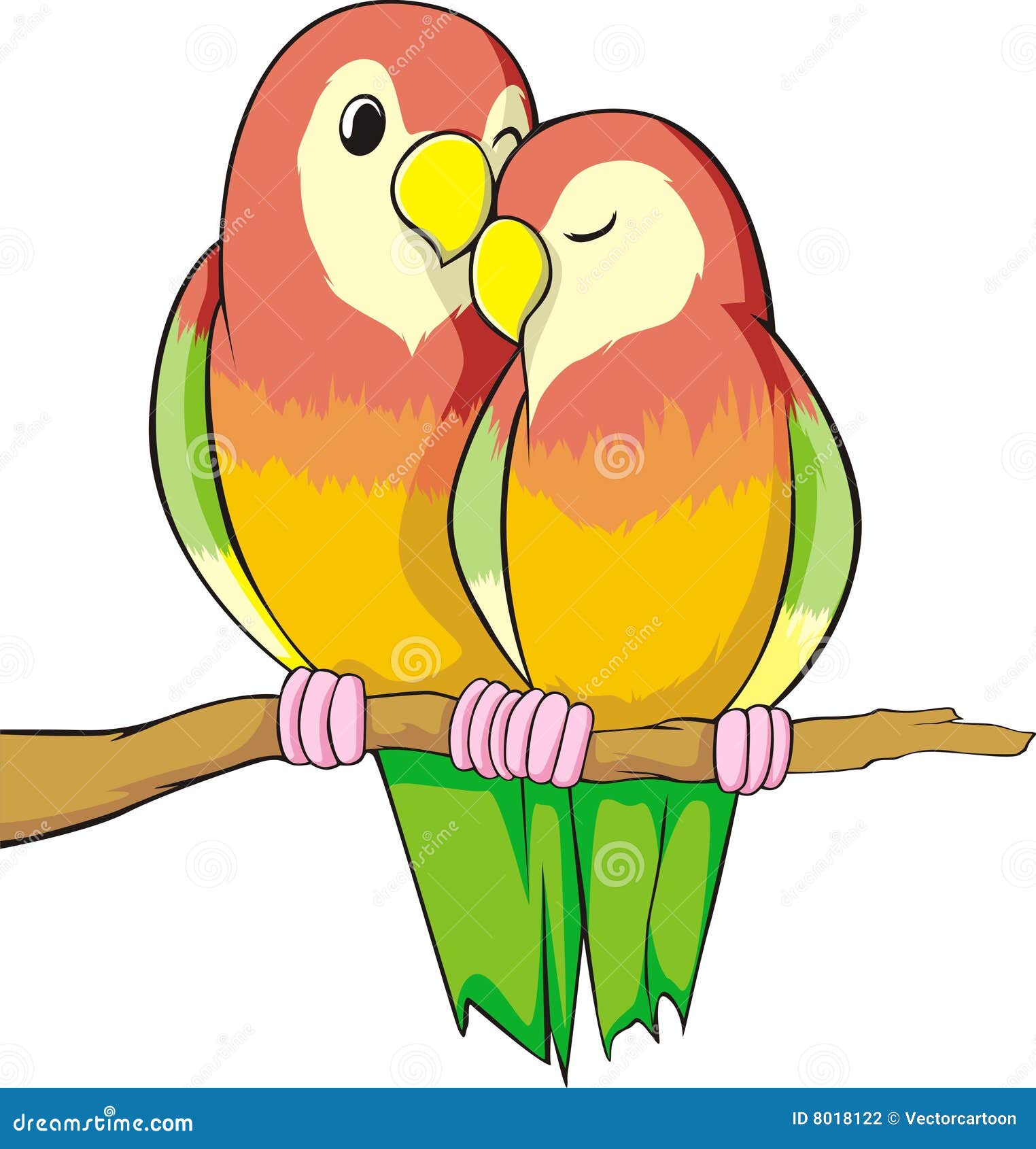 Cute Pair of love birds with heart and flowers.... - Stock Illustration  [98006578] - PIXTA