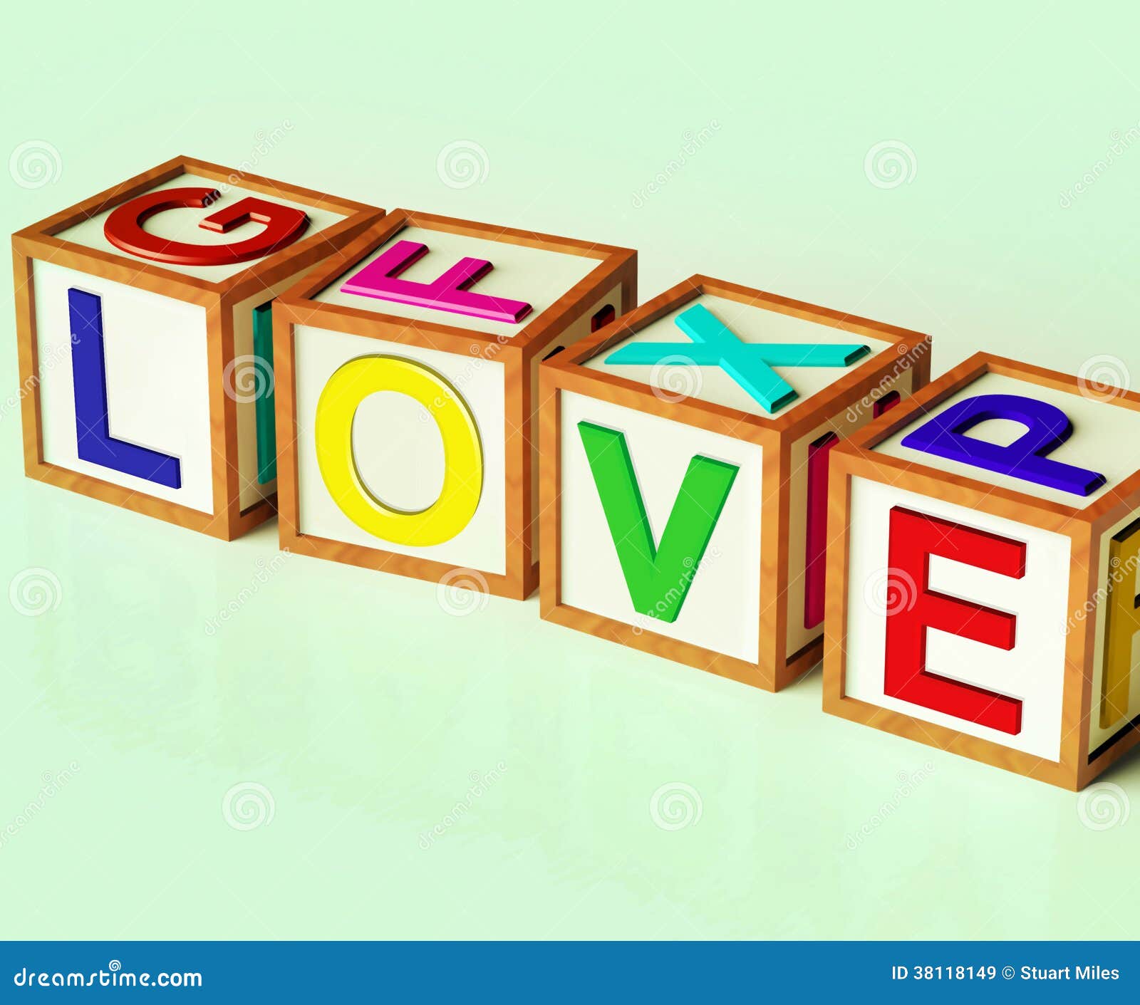 Love Blocks Show Romance Affection and Devotion Stock Illustration