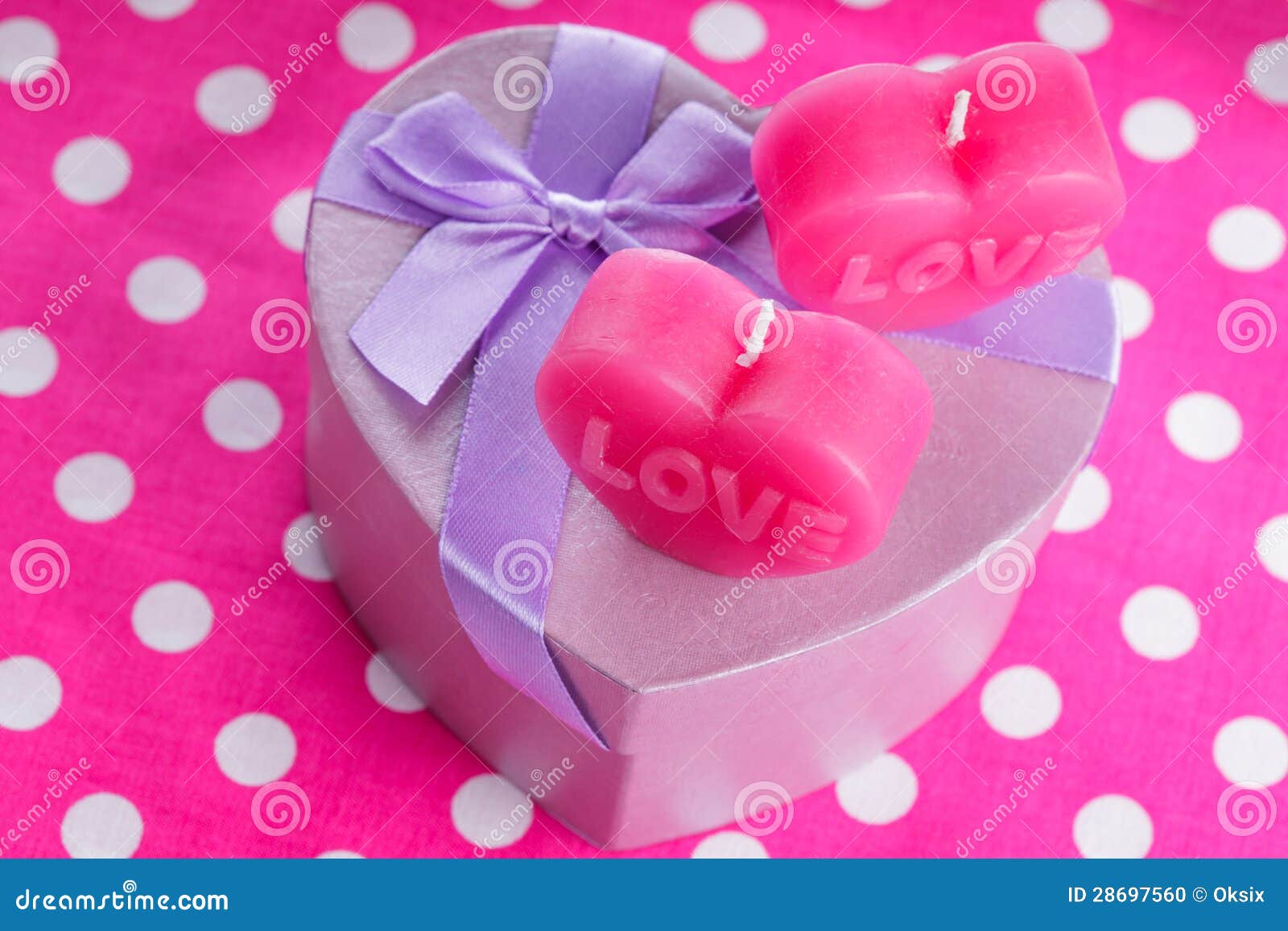 Love candles and gift box stock photo. Image of smell 28697560