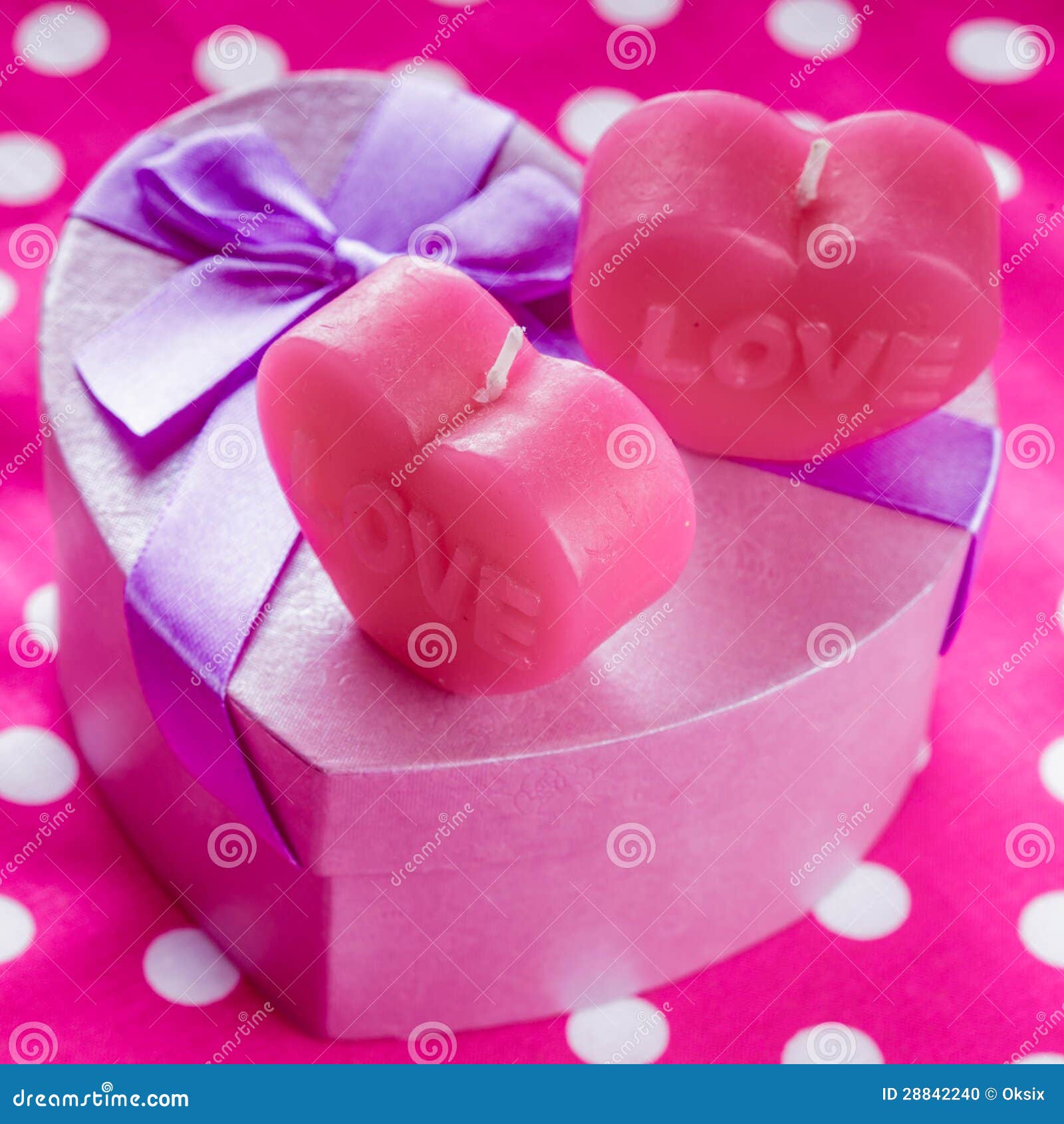 Love candles and gift box stock photo. Image of object 28842240