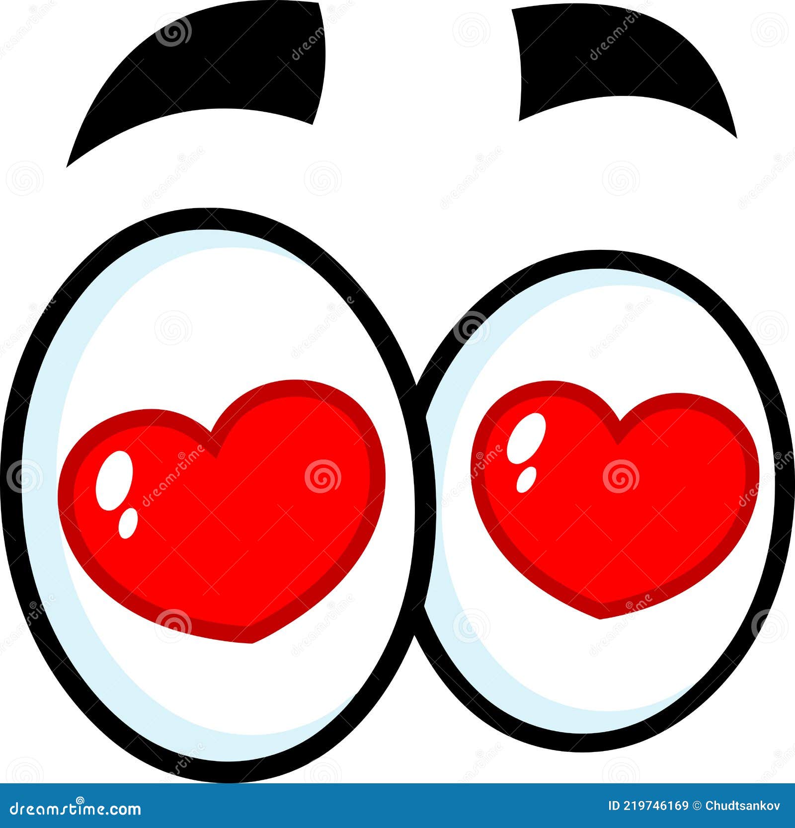 Love Cartoon Funny Eyes with Hearts Stock Vector Illustration of