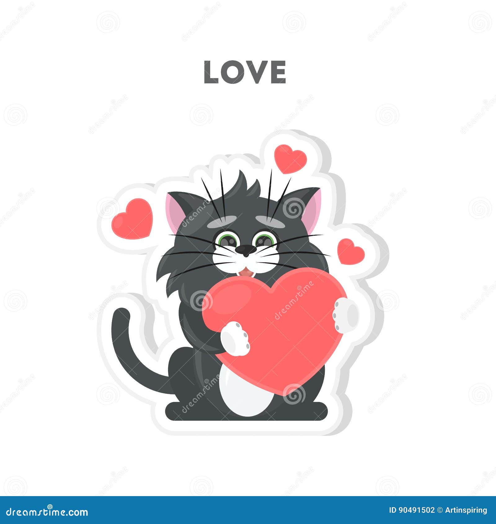 Love from cat. stock vector. Illustration of holding - 90491502