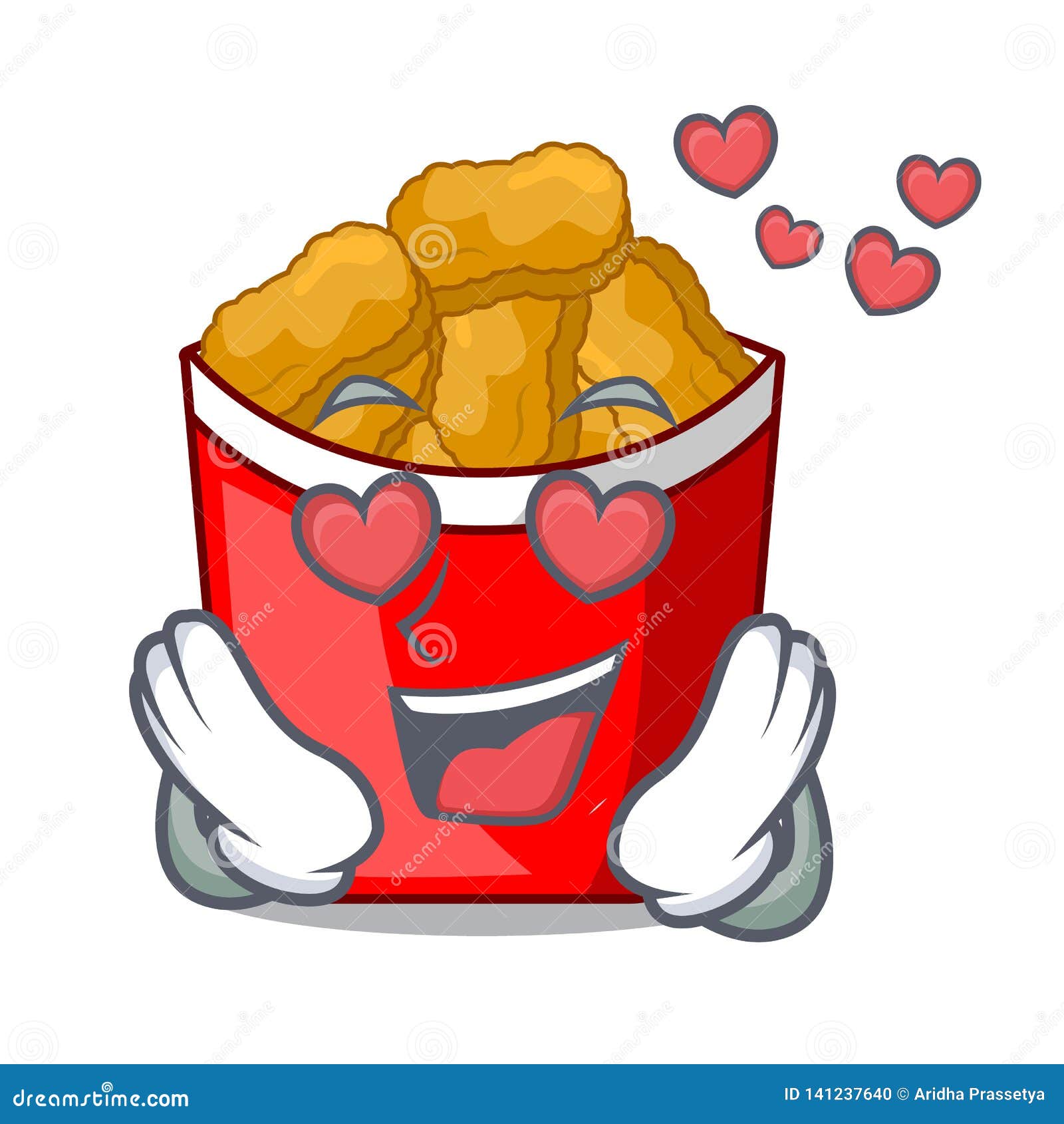 In Love Chicken Nuggets In The Cartoon Shape Stock Vector