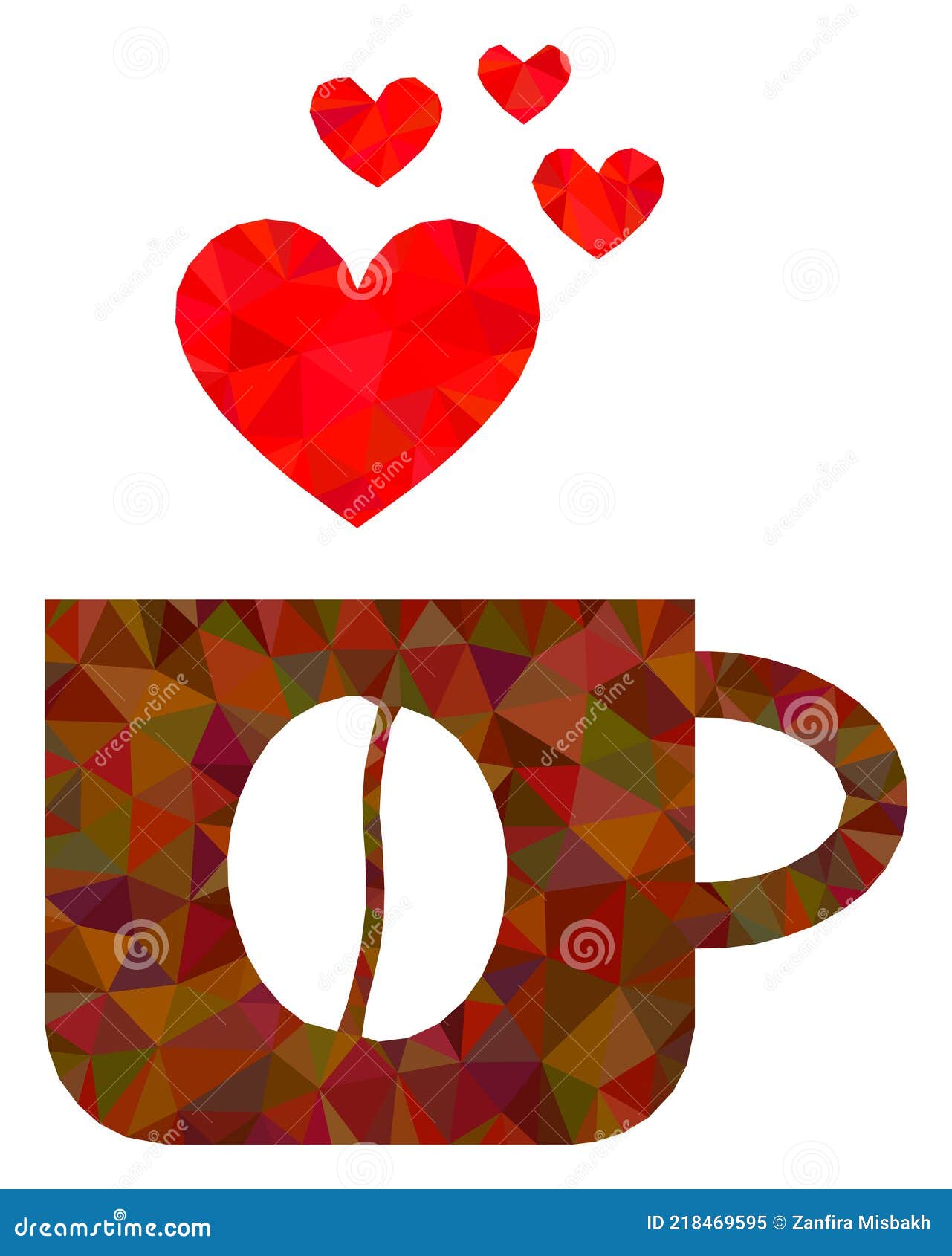 Love Coffee Cup Triangle Lowpoly Flat Icon Stock Vector - Illustration ...