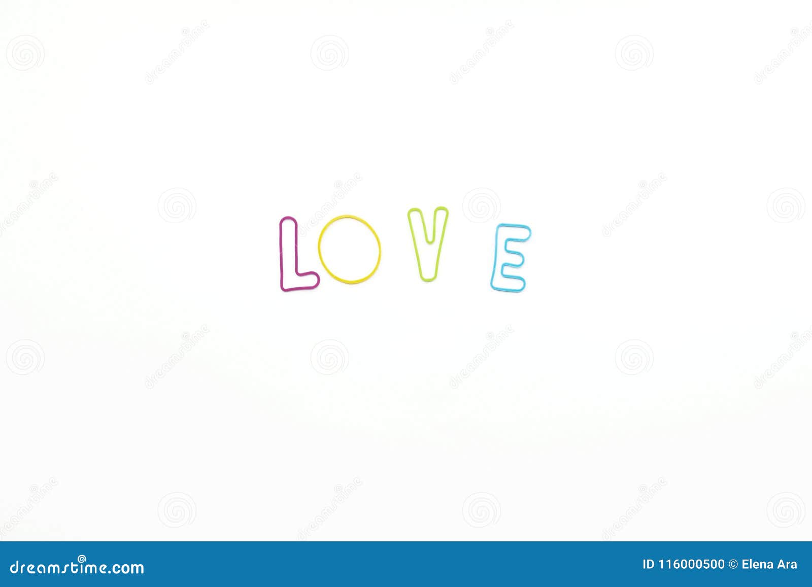 Colorfull Letters for the Word Love on White Background Stock Photo