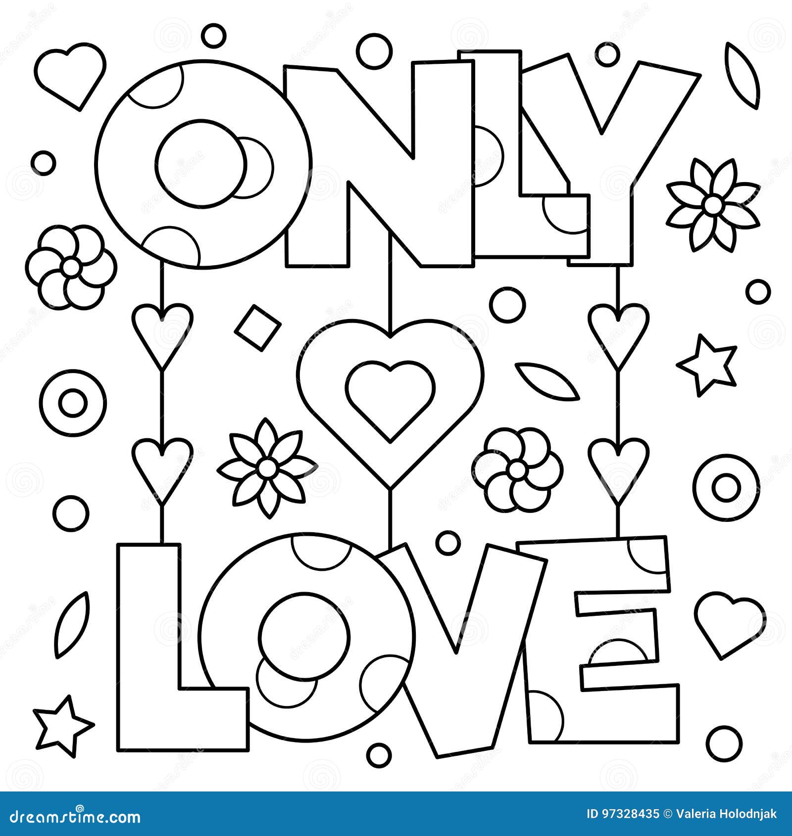 Only Love. Coloring Page. Vector Illustration. Stock Vector ...