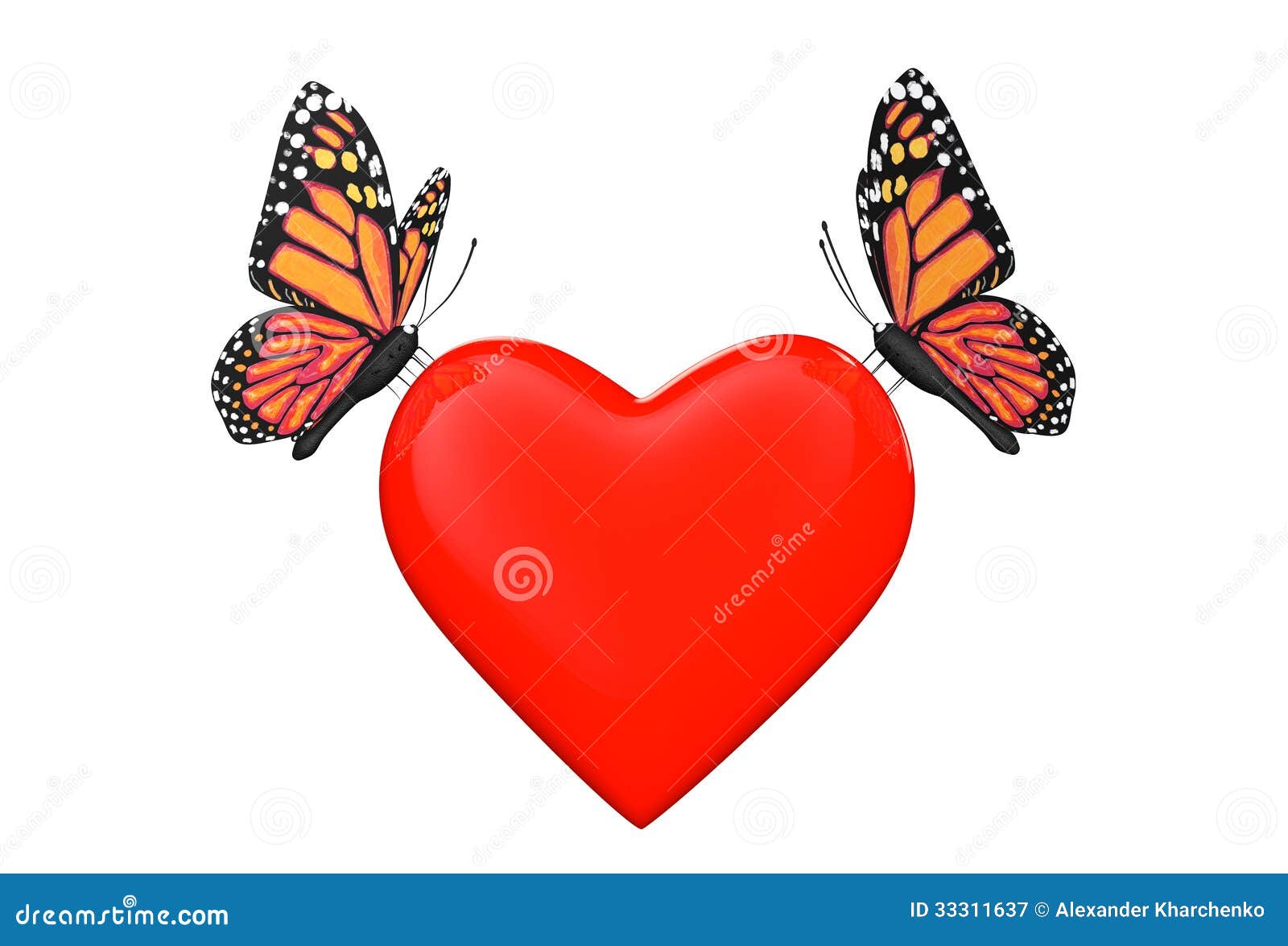 Love Concept. Two Butterflies with Heart Stock Illustration ...