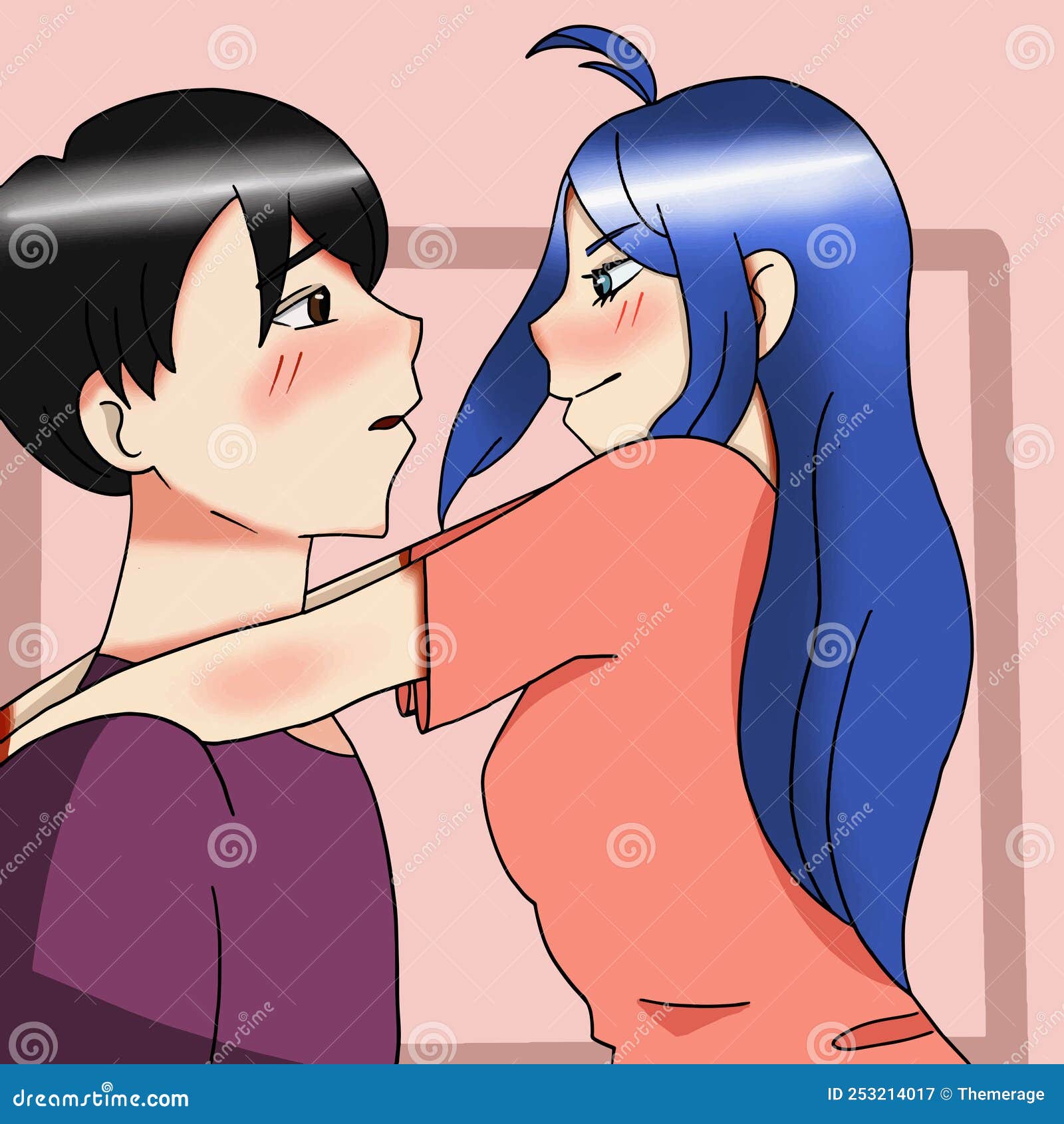 Anime boy and girl kissing Royalty Free Vector Image