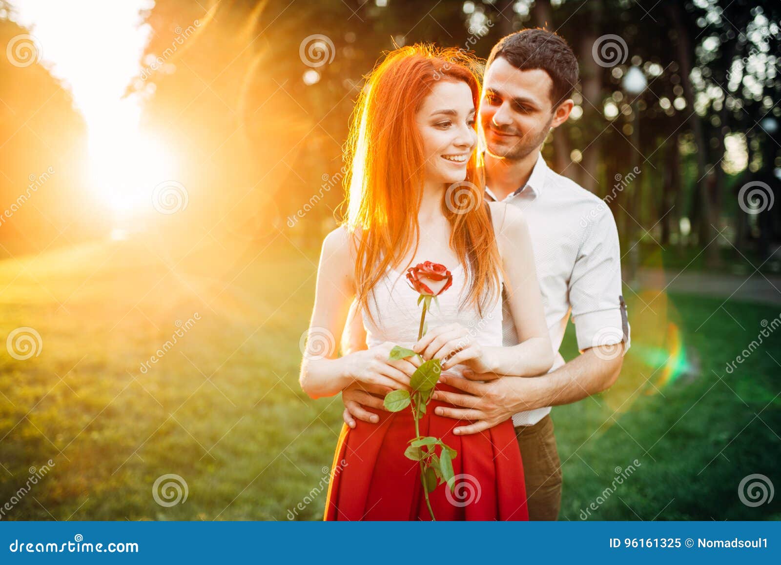 Love Couple Hugs on Sunset, Romantic Meeting Stock Image - Image ...