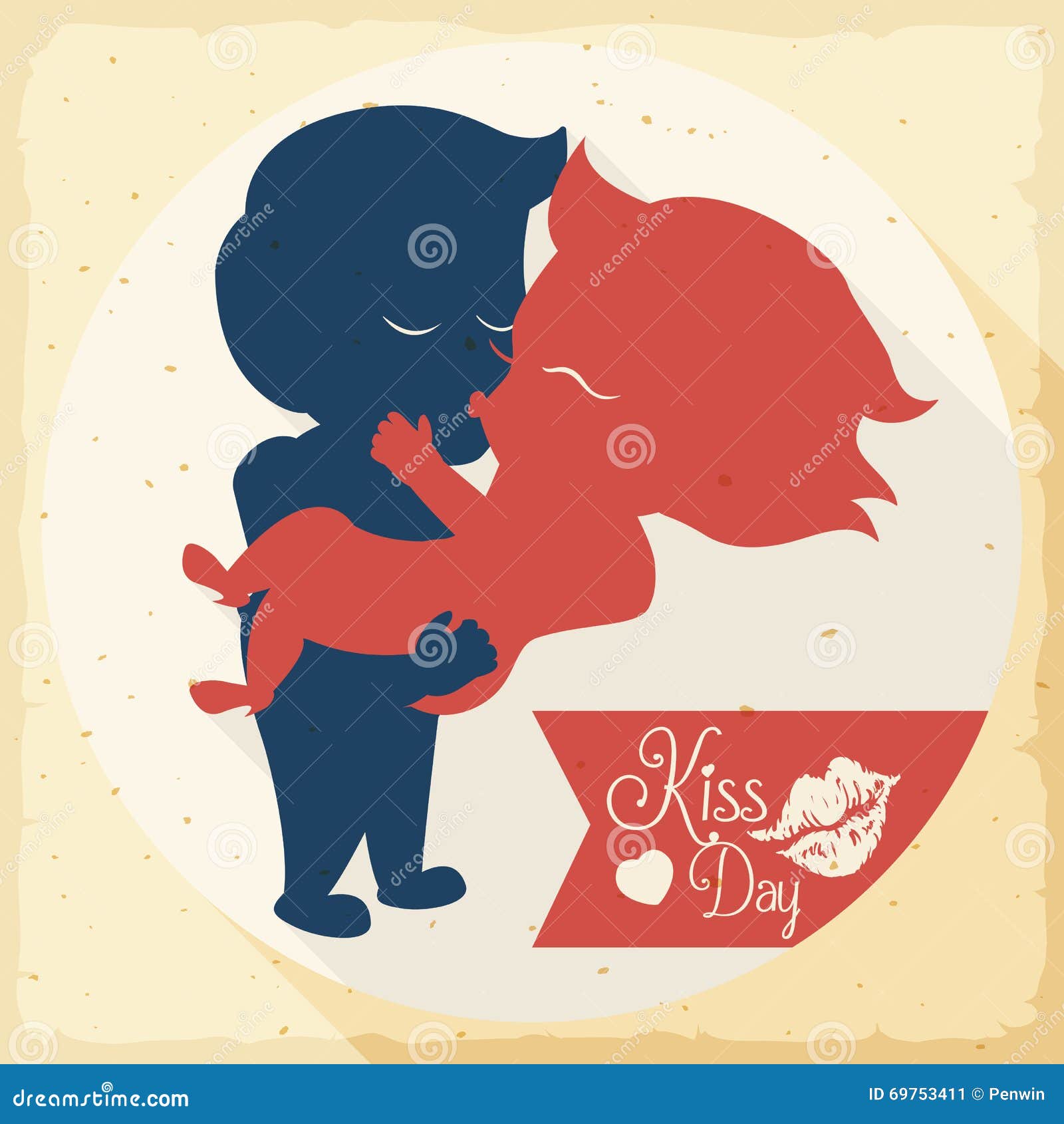 In Love Couple Kissing in Kiss Day, Vector Illustration Stock ...