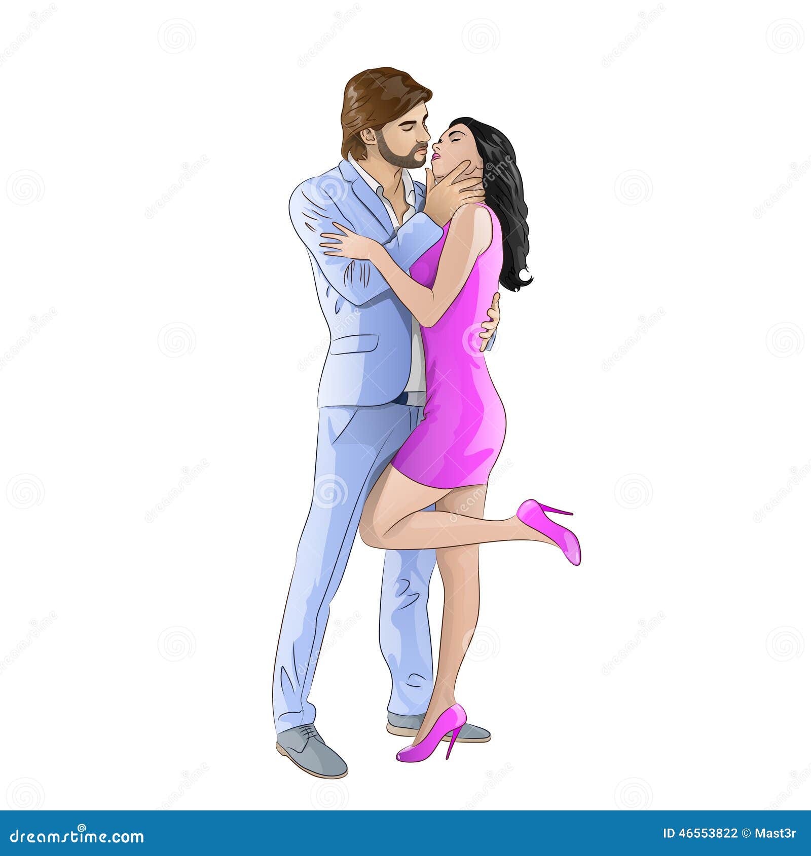 Love Couple Romantic Kissing Date Fashion Men Stock Vector Image