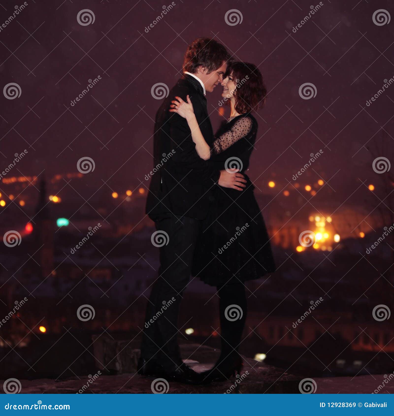 Love Couple On Valentine S Night Stock Image Image Of Jacket Houses 12928369