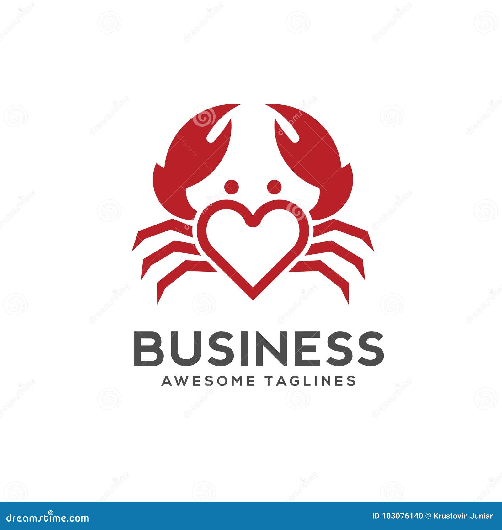 Love Crab Vector Illustration Logo Style Stock Vector