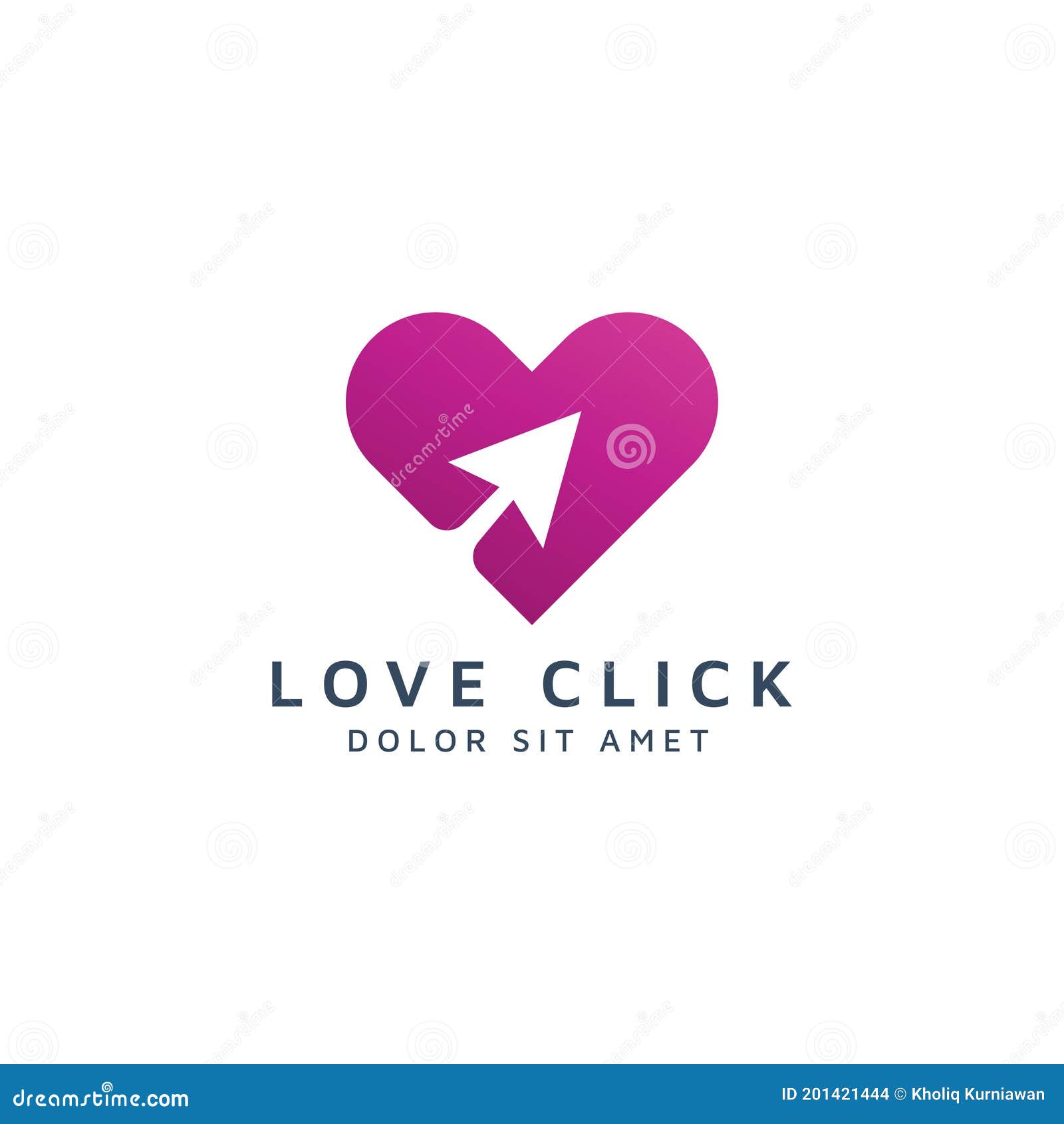 Love and Cursor Negative Space Logo Design Stock Vector - Illustration ...