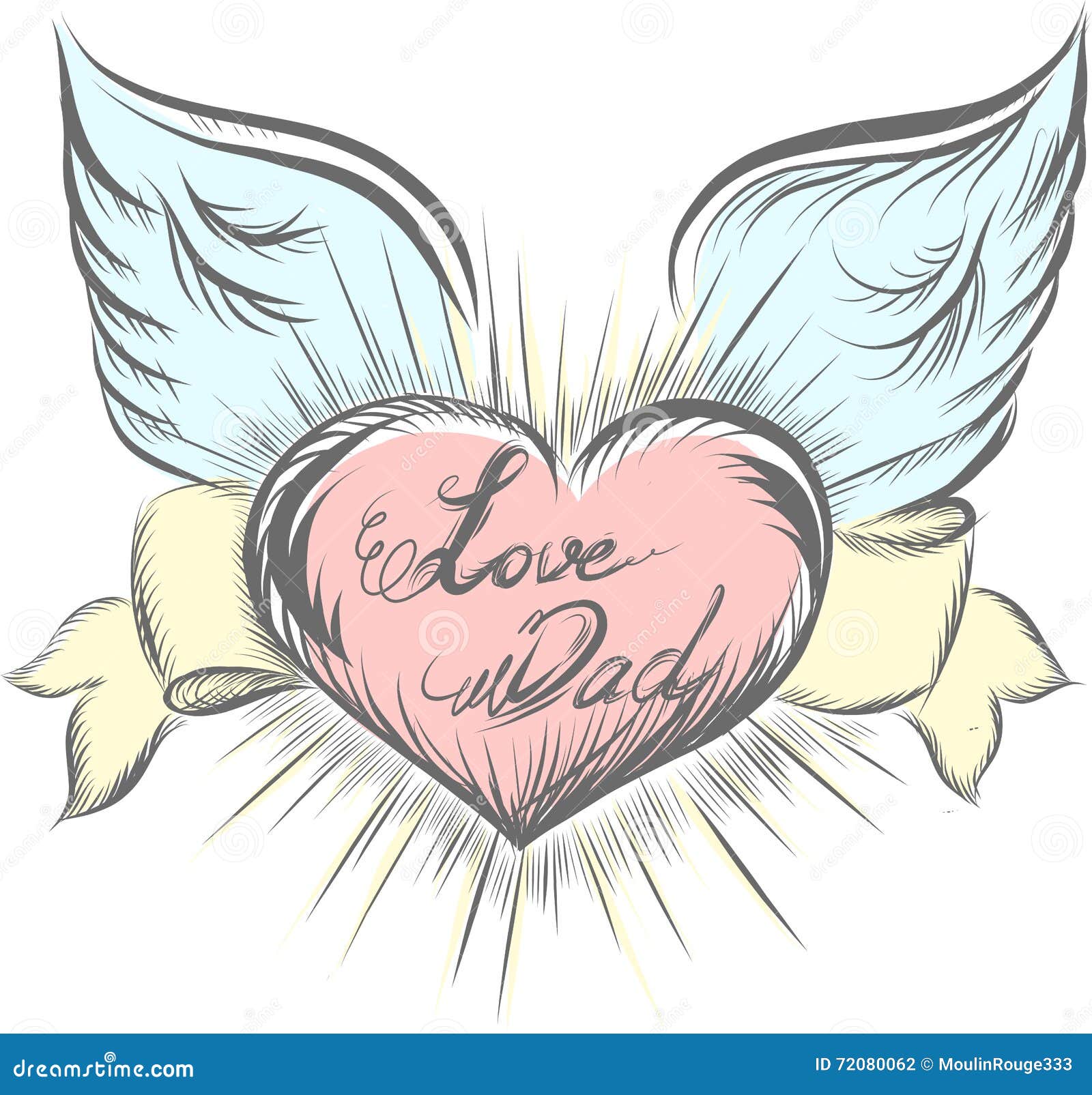 Love Dad Heart for Father S Day Stock Illustration Illustration of