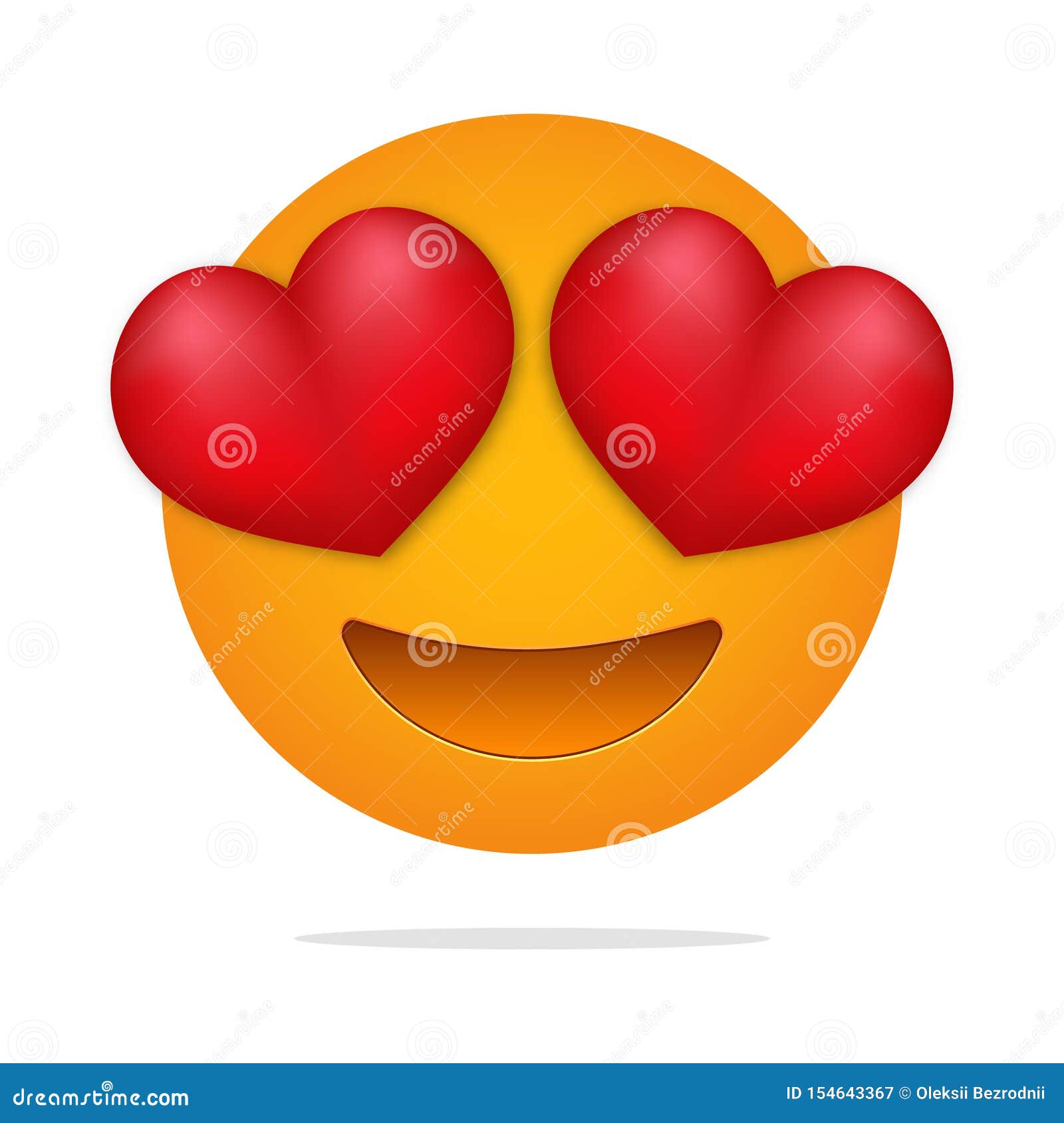 Cute social media Emoji smiling face with heart-eyes on pink background -  stock illustration