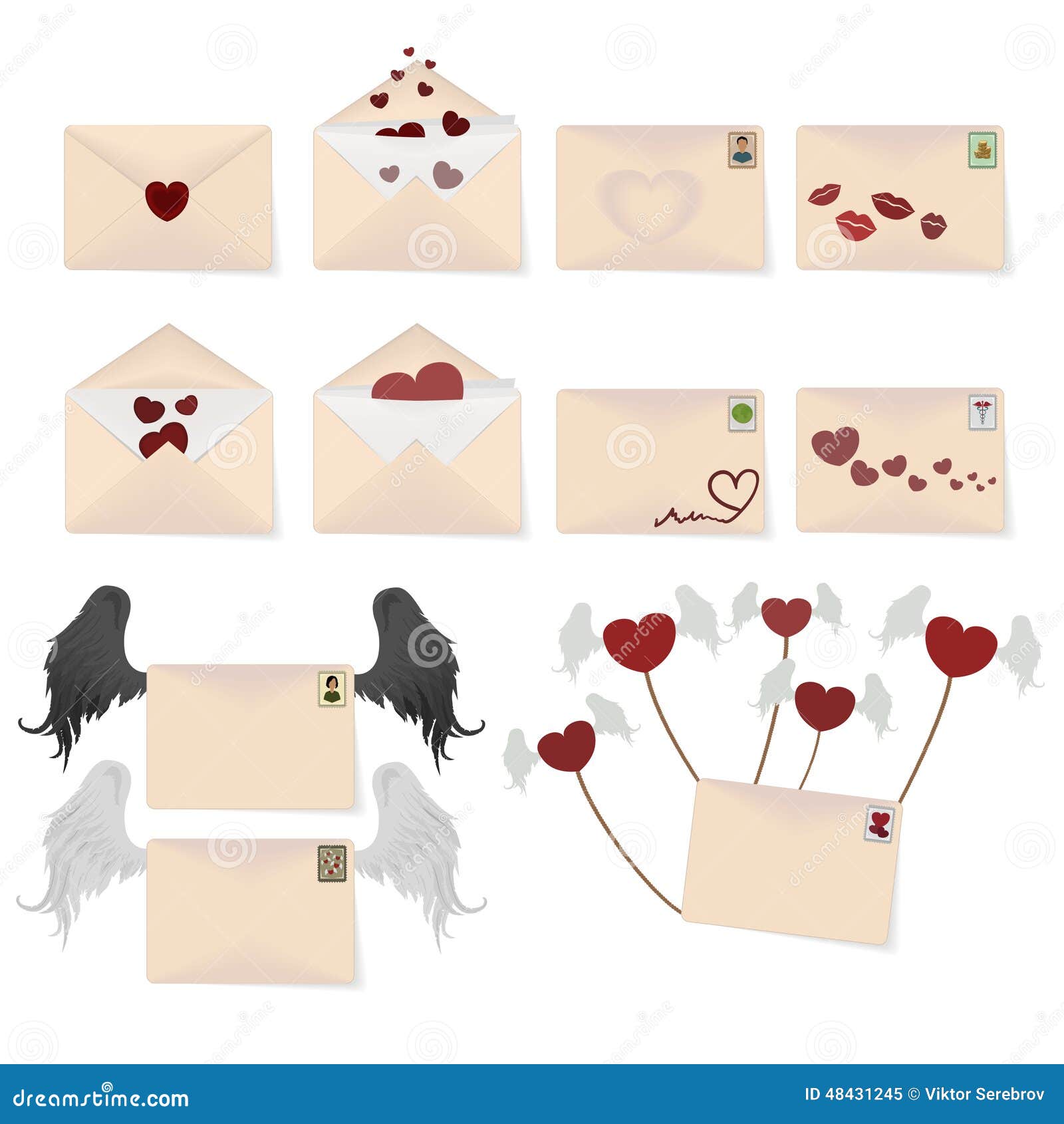 Love envelopes stock vector. Illustration of kiss, holiday 48431245