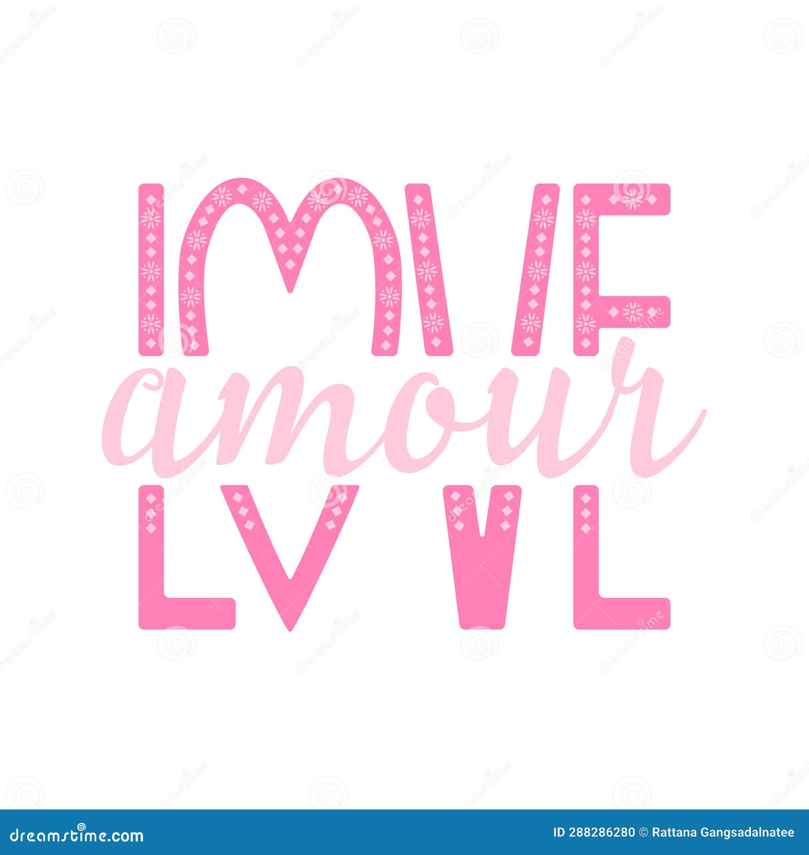 Amour French Means Love, Graphic Design Print Tshirts Fashion Stock