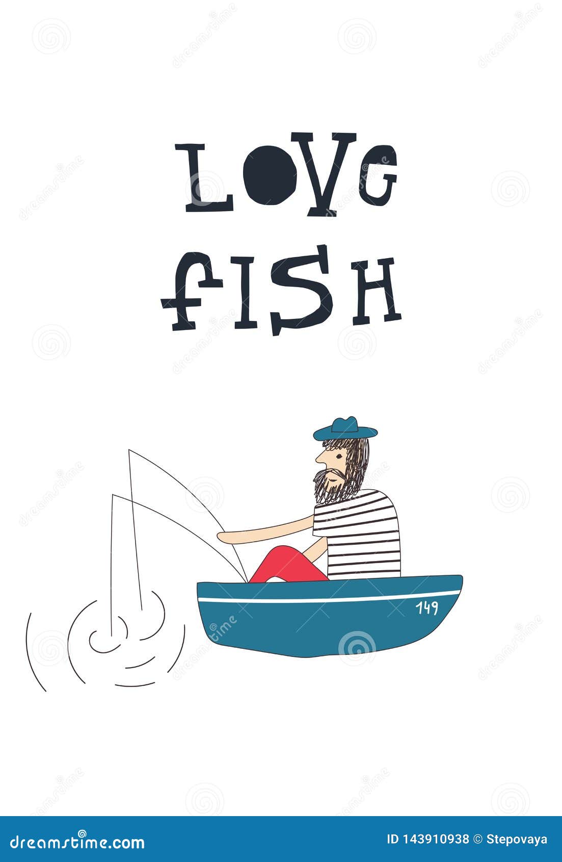 Download Love Fish - Bearded Man Fisherman Sitting In A Boat And ...