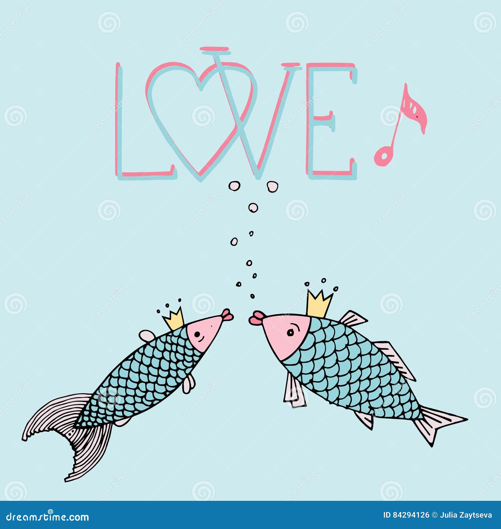 Love Fish Jump Vector Illustration | CartoonDealer.com #4099524