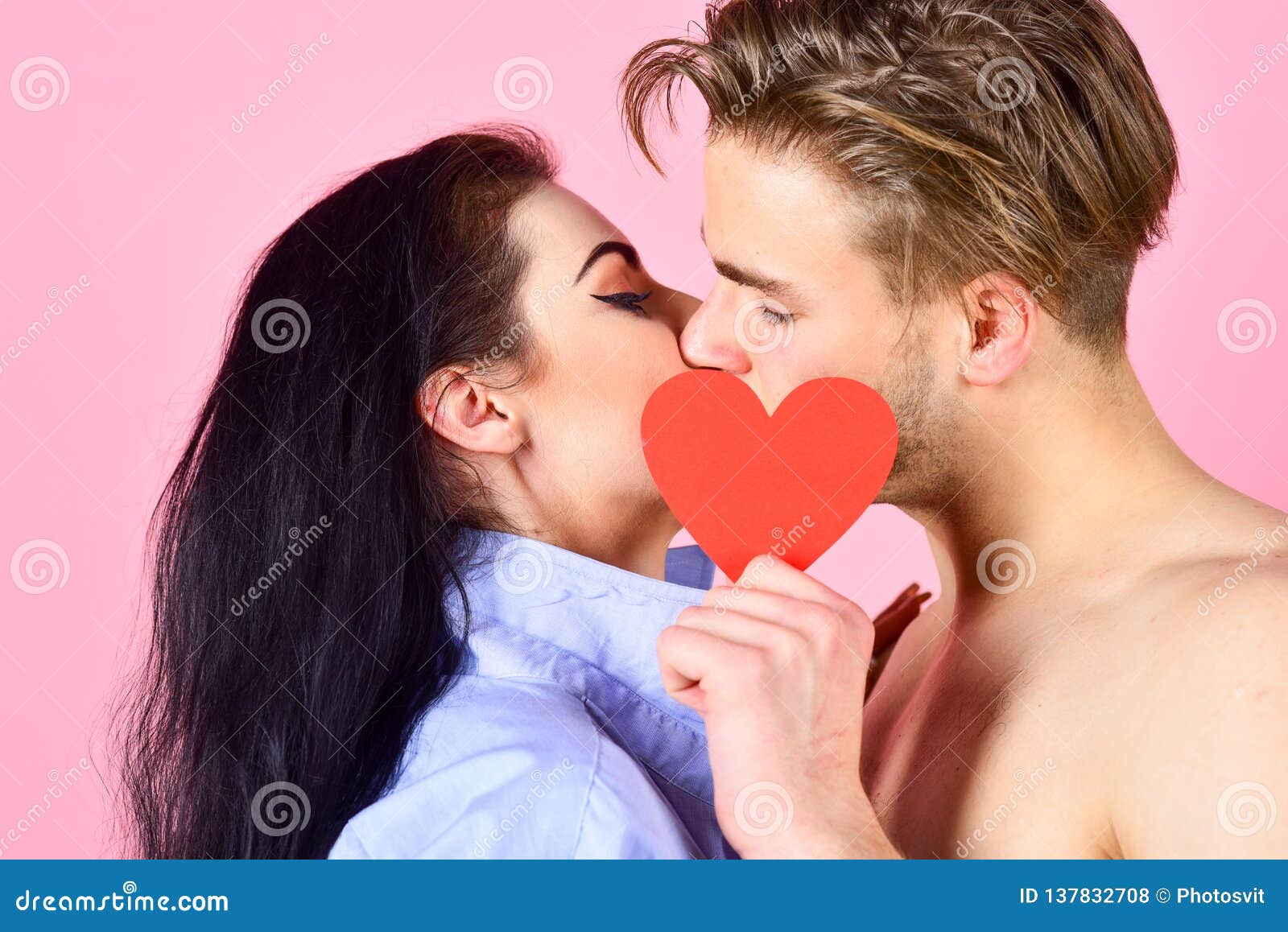 Love and Foreplay. Celebrate Valentines Day. Romantic Kiss Concept ...