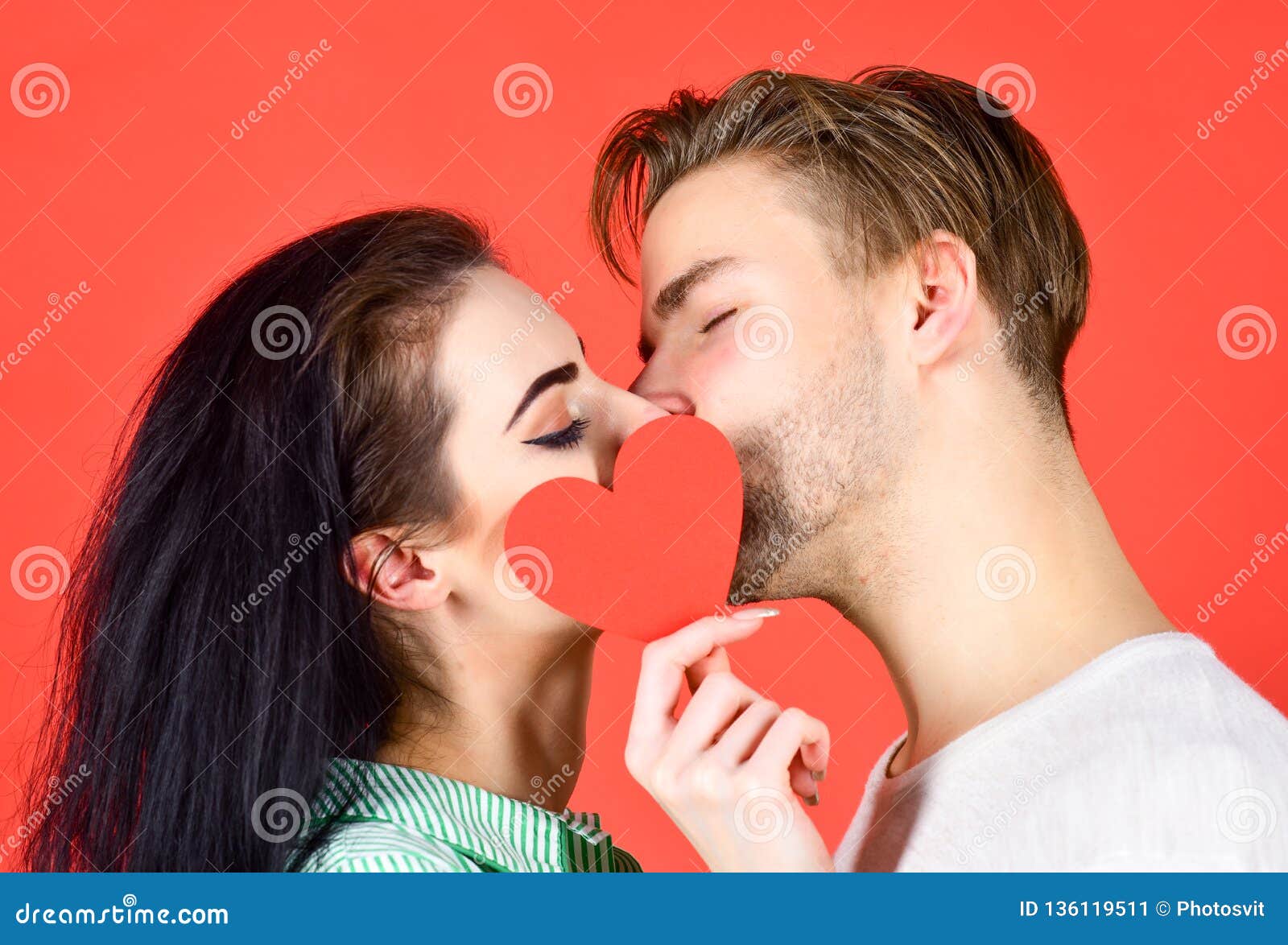 Love and Foreplay. Romantic Kiss Concept. Couple in Love Kissing ...