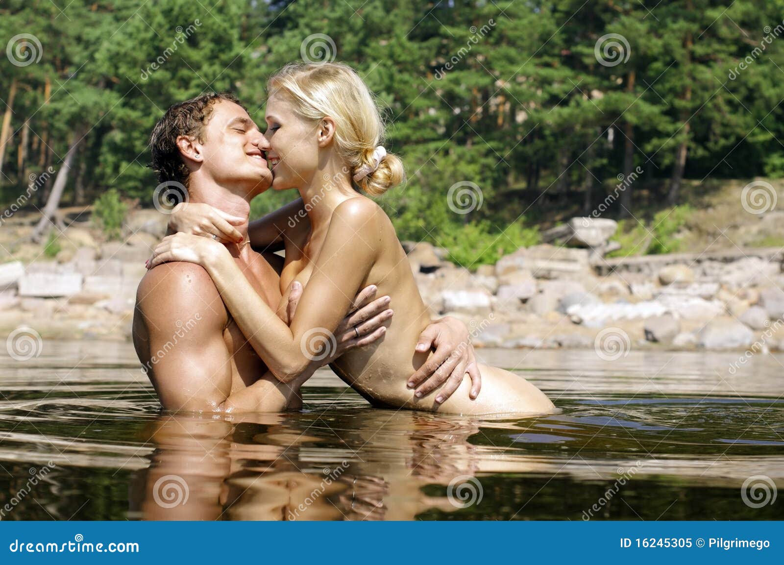 Beach Couple Kissing Naked - Love games on the beach stock image. Image of nude, kissing ...