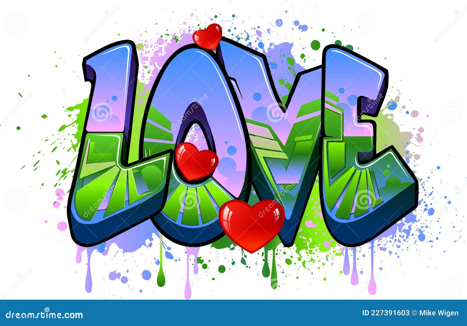 Love in Graffiti Art stock vector. Illustration of peace 227391603
