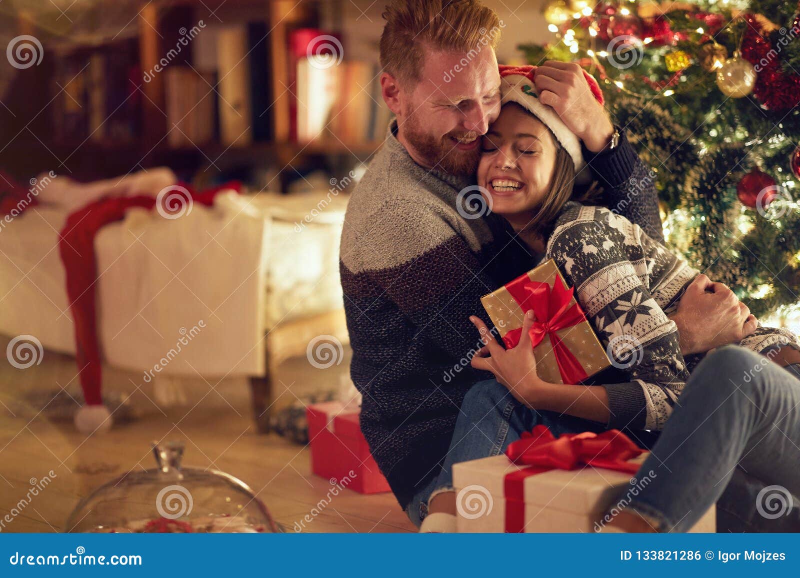 love, happiness for christmas, concept- romantic couple in love