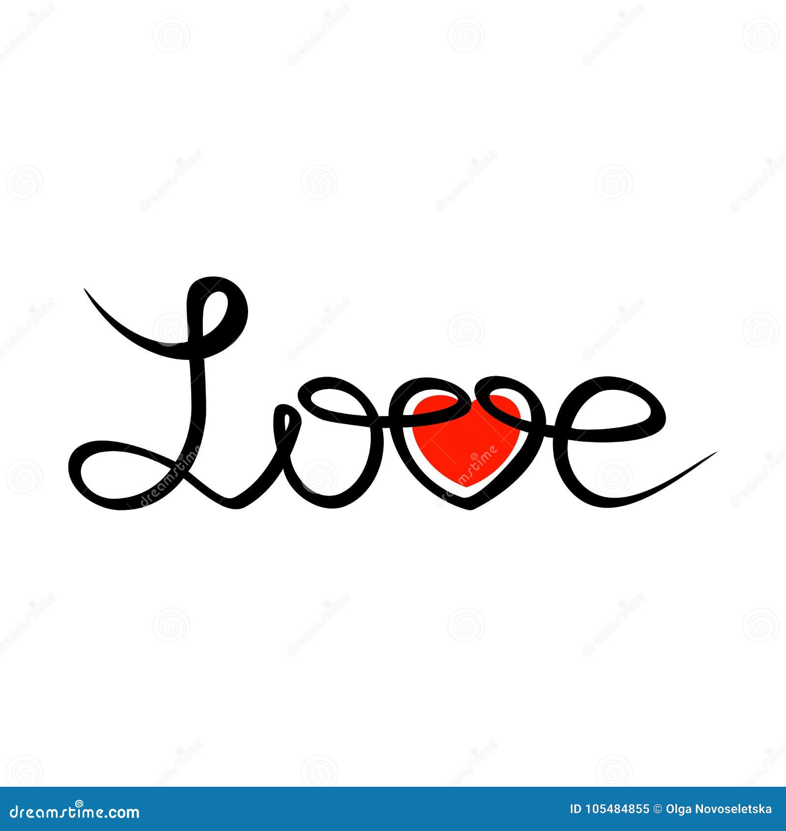 Love handdraw text stock vector. Illustration of heart - 105484855