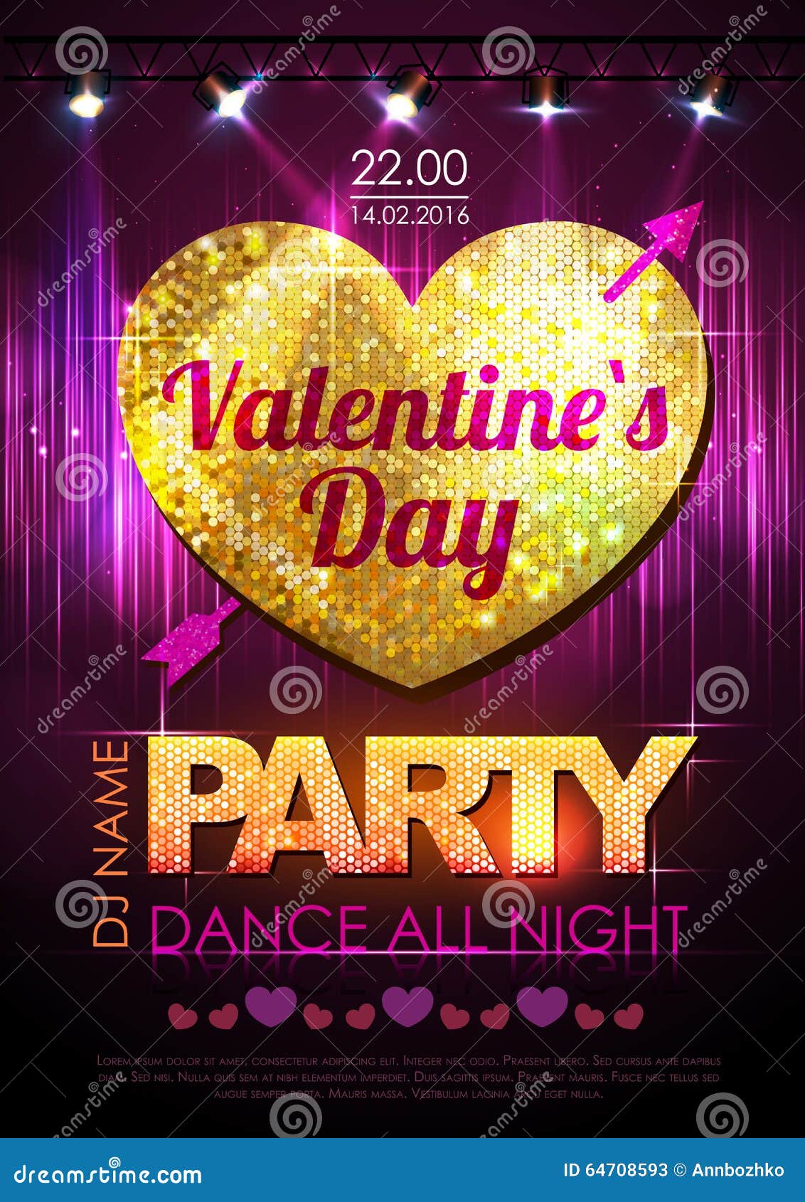 Love Heart Background. Valentine Disco Party Stock Vector