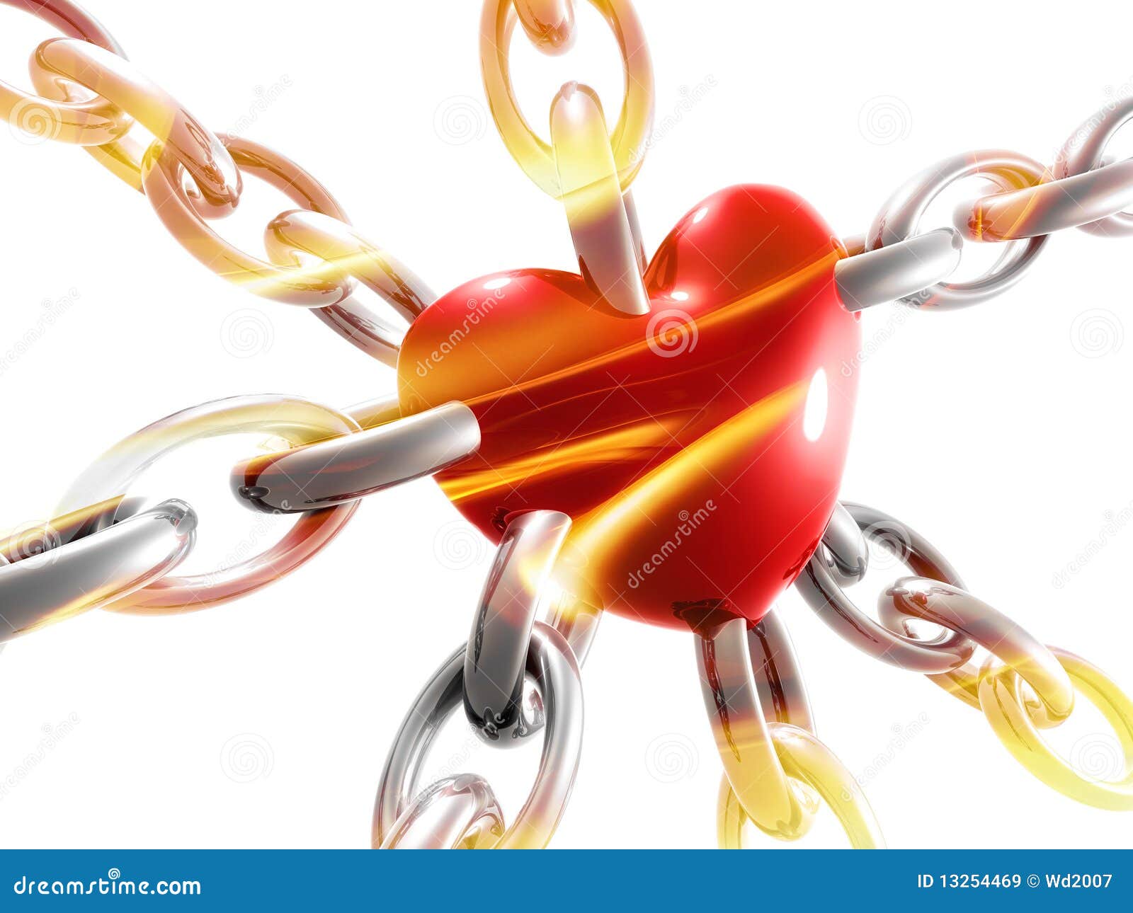 Love heart symbol on chain stock illustration. Illustration of metal