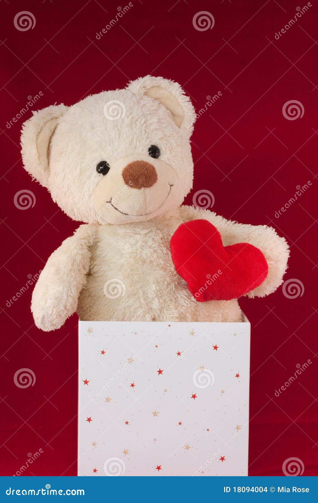 Love Heart Teddy Bear in a Box Stock Photo Image of fluffy, teddy