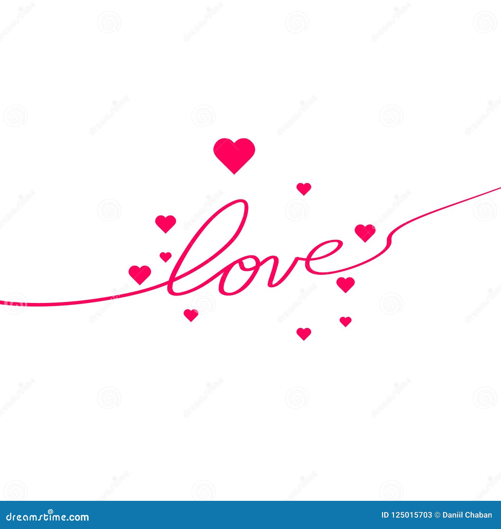 Love with Hearts in Continuous Drawing Lines in a Flat Style in ...