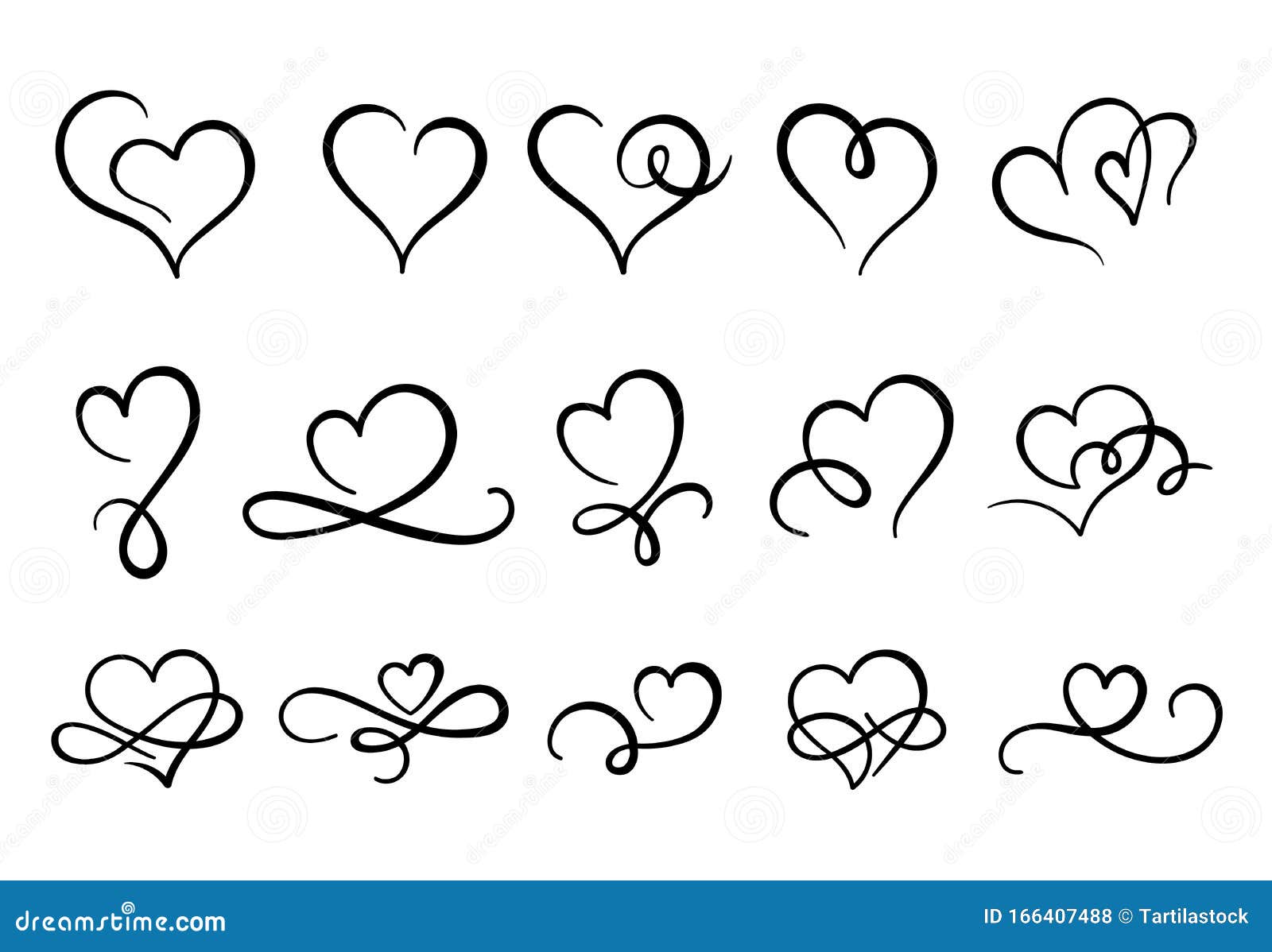 love hearts flourish. heart  flourishes, ornate hand drawn romantic hearts and valentines day   set