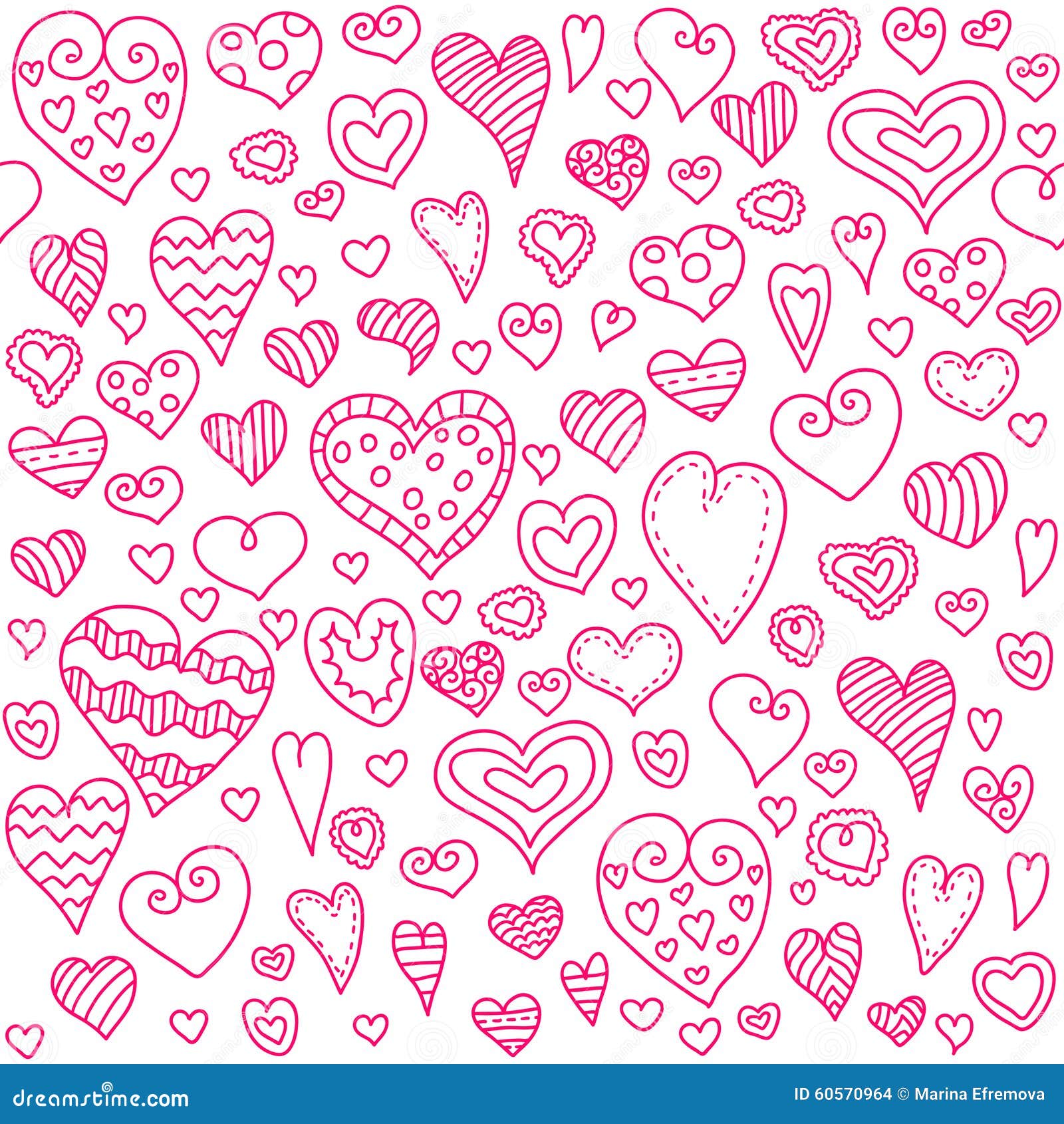 Love Hearts Seamless Pattern. Doodle Heart. Romantic Background Stock Vector  - Illustration of pencil, collection: 60570964