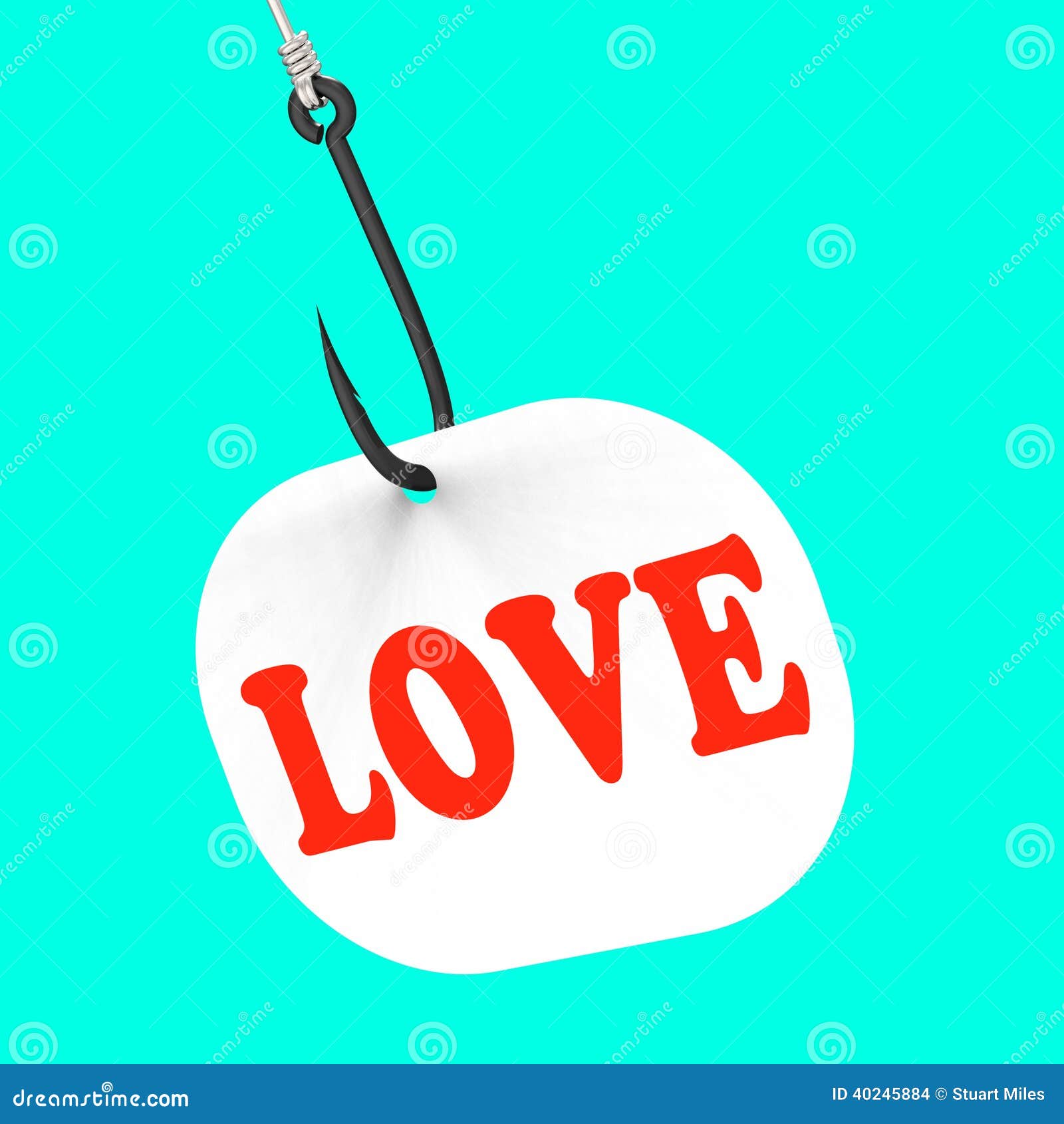 Love on Hook Means Romantic Seduction or Stock Illustration