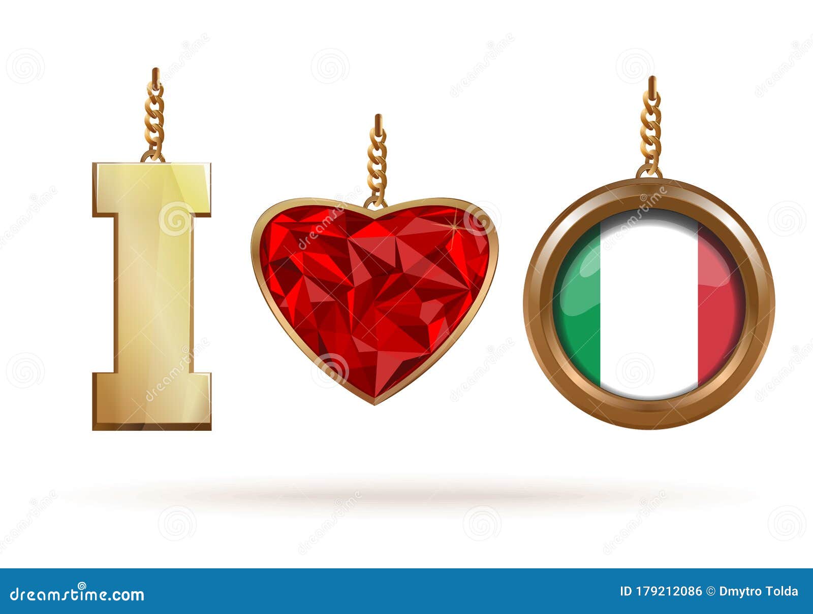 Love Italy Abbreviation of Jewelry Concept Design Stock Vector ...