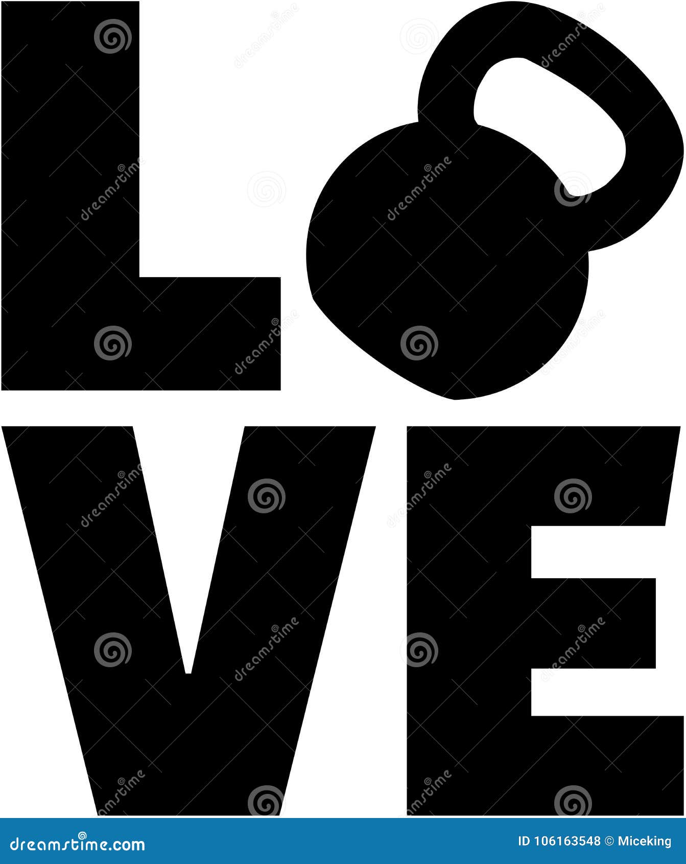 Love with Kettlebell stock vector. Illustration of fitness 106163548