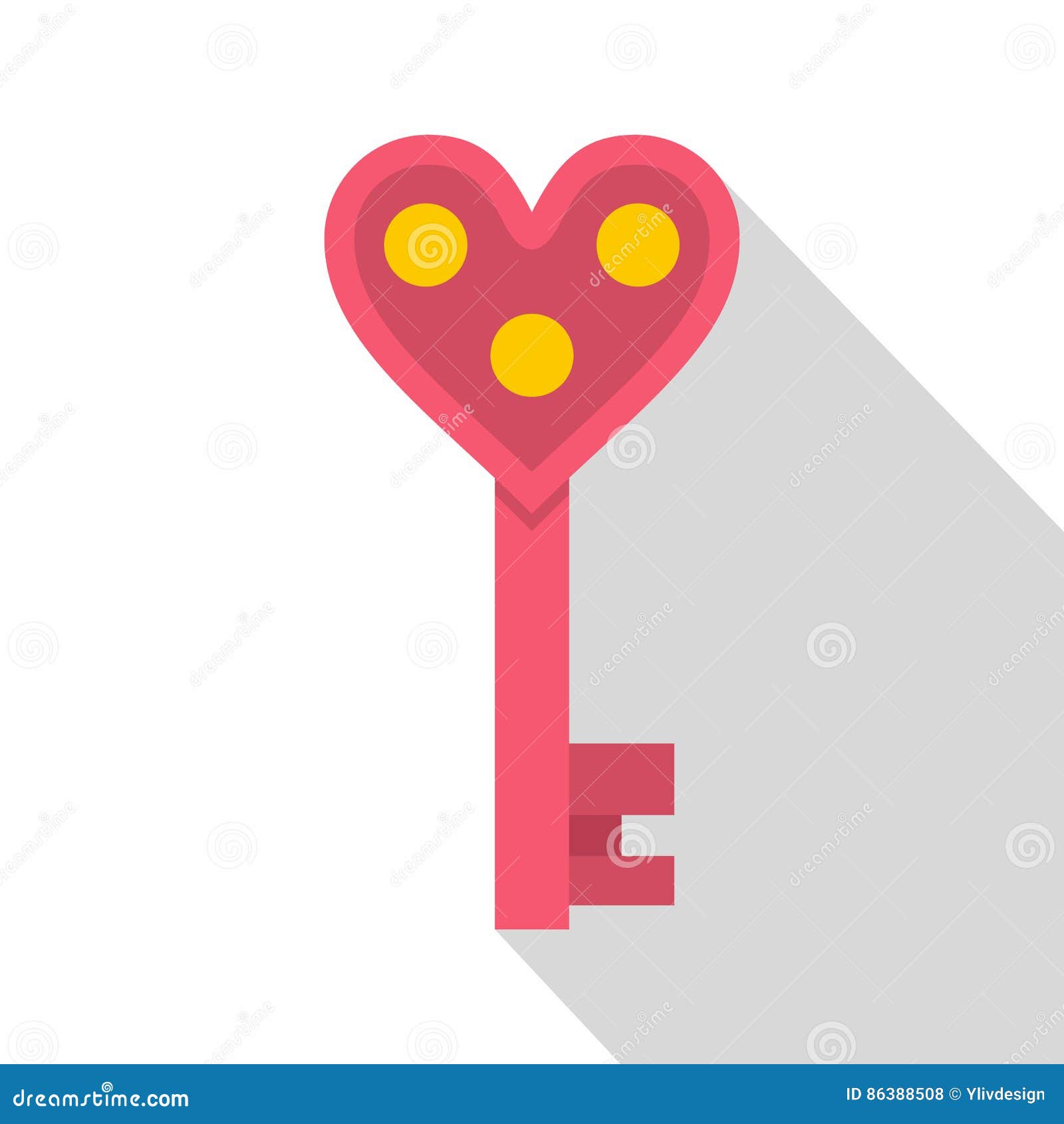 Love key icon, flat style stock vector. Illustration of saint - 86388508