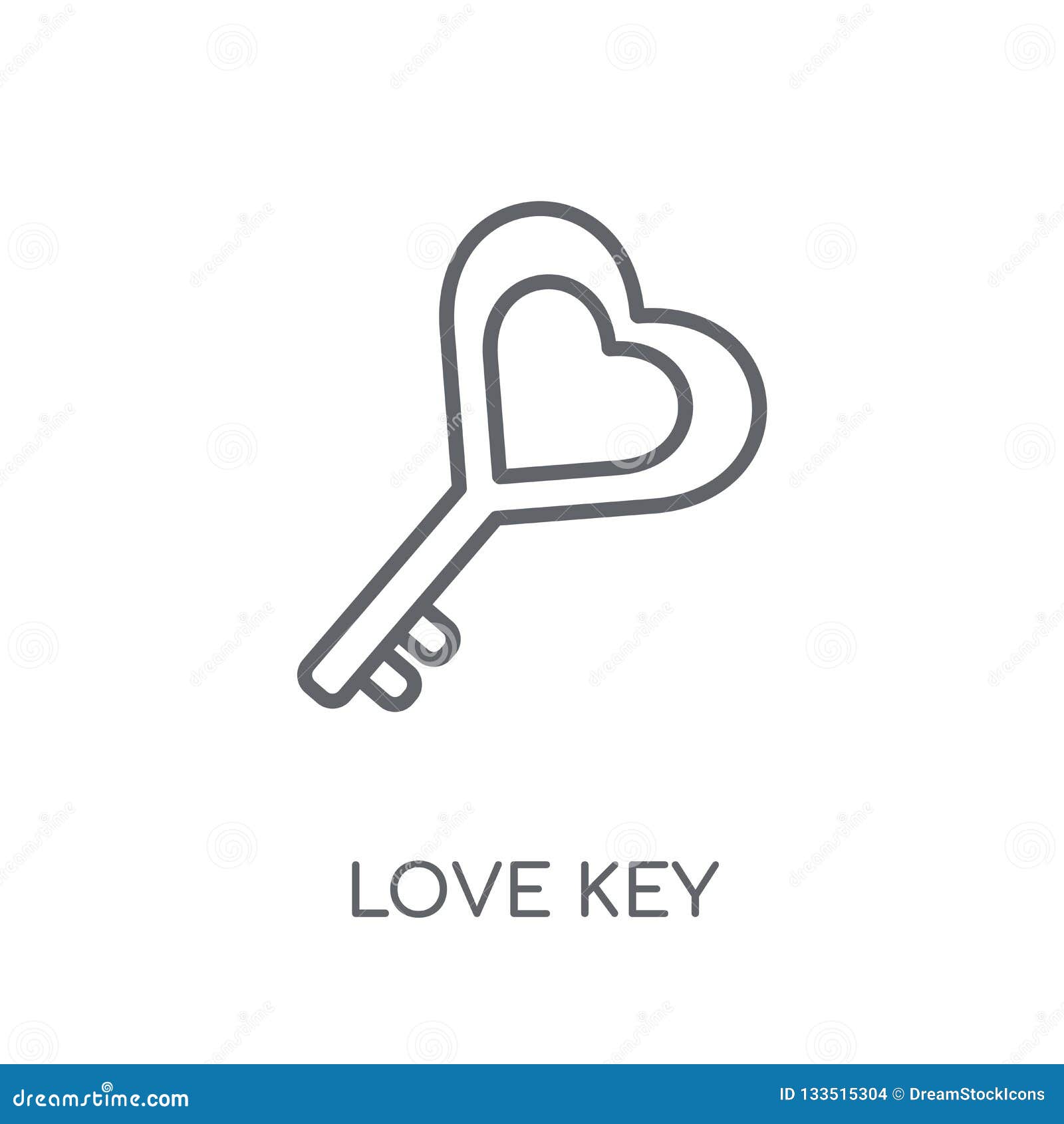 Love Key Linear Icon. Modern Outline Love Key Logo Concept on Wh Stock