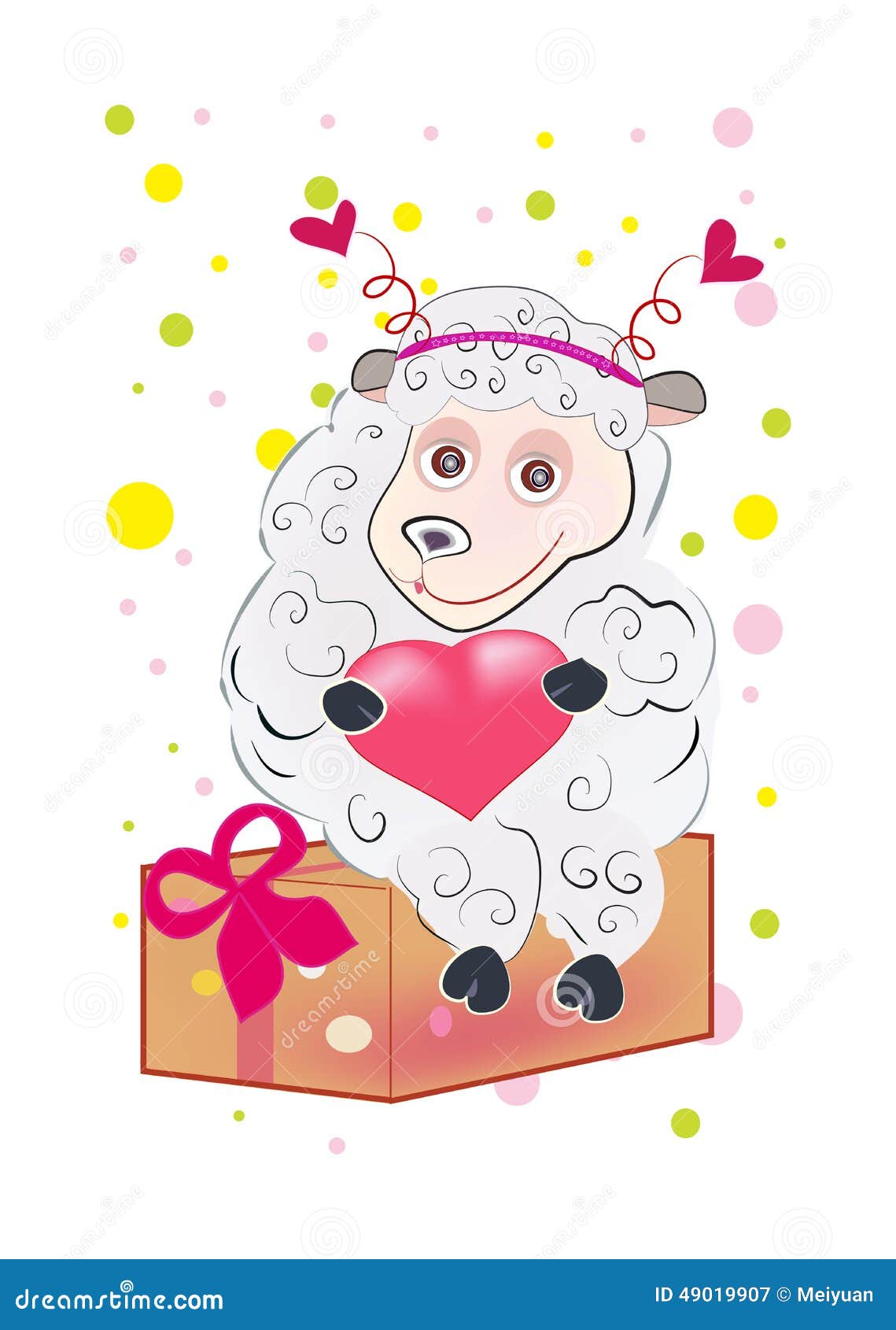 In Love with the Lamb with a Heart Stock Vector Illustration of bunch