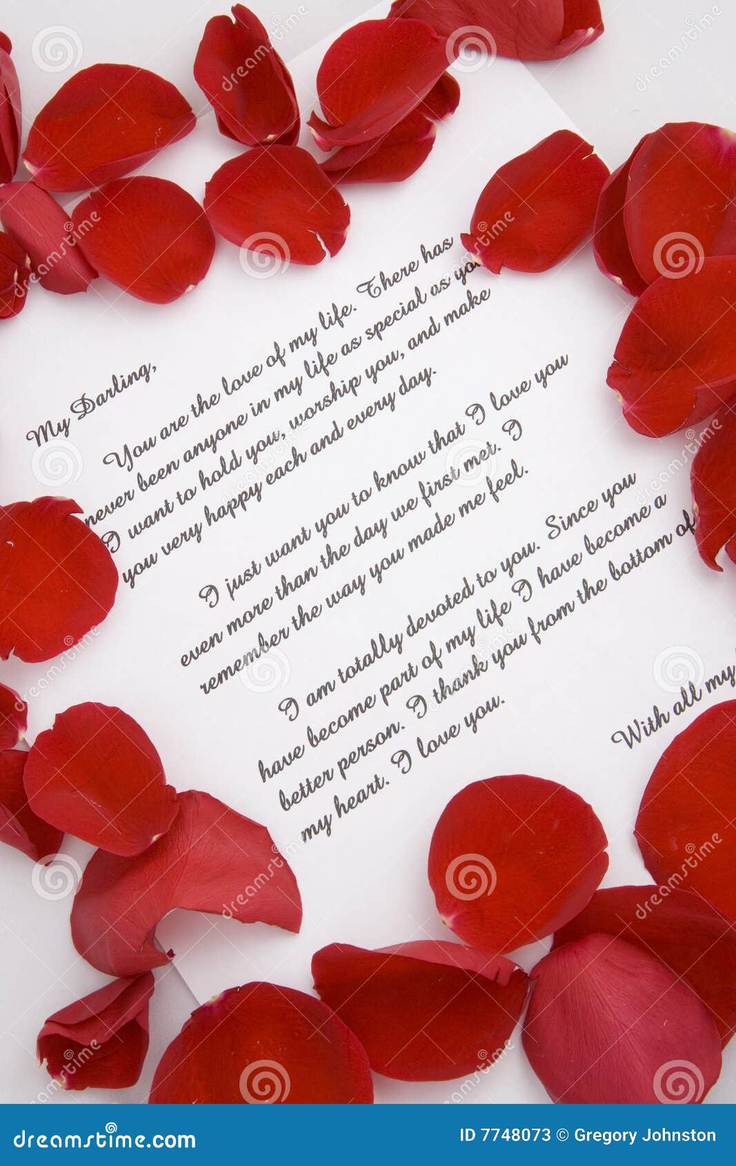 A Love Letter for Valentines Day. Stock Image - Image of rose ...